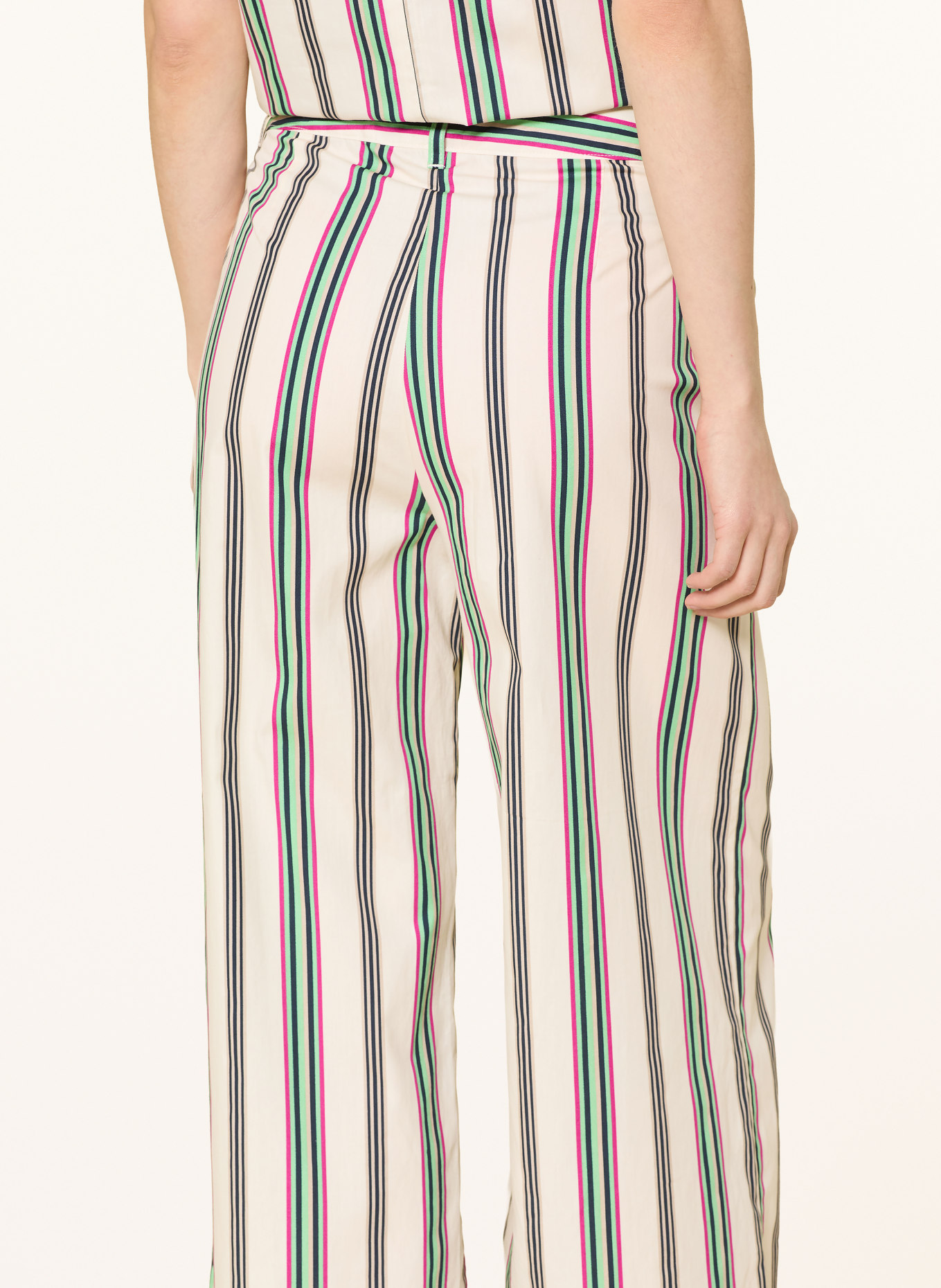 ICHI IHLEANNA 3/4-length pants: CREAM / PINK / LIGHT GREEN