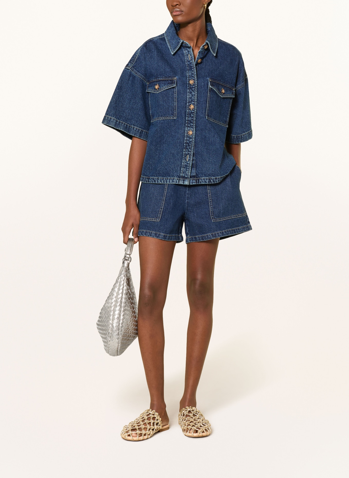 ICHI IHKAMINA Denim Shorts: DARK BLUE