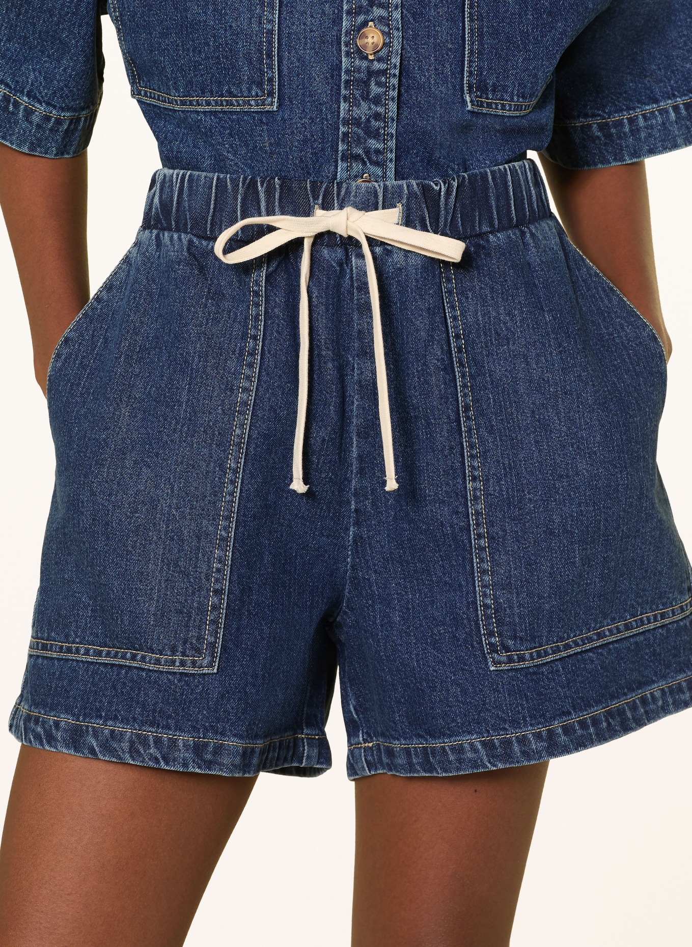 ICHI IHKAMINA Denim Shorts: DARK BLUE