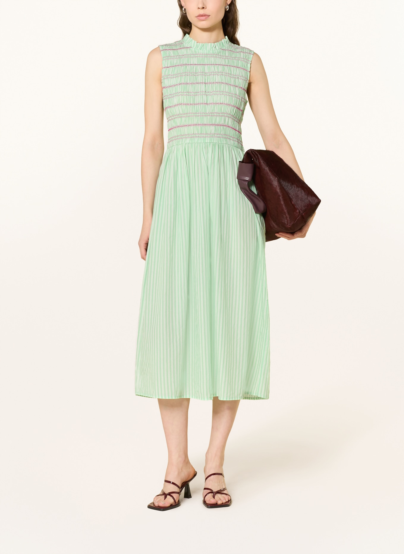 ICHI Rochie IHLOCY: VERDE DESCHIS / ROZ / ALB