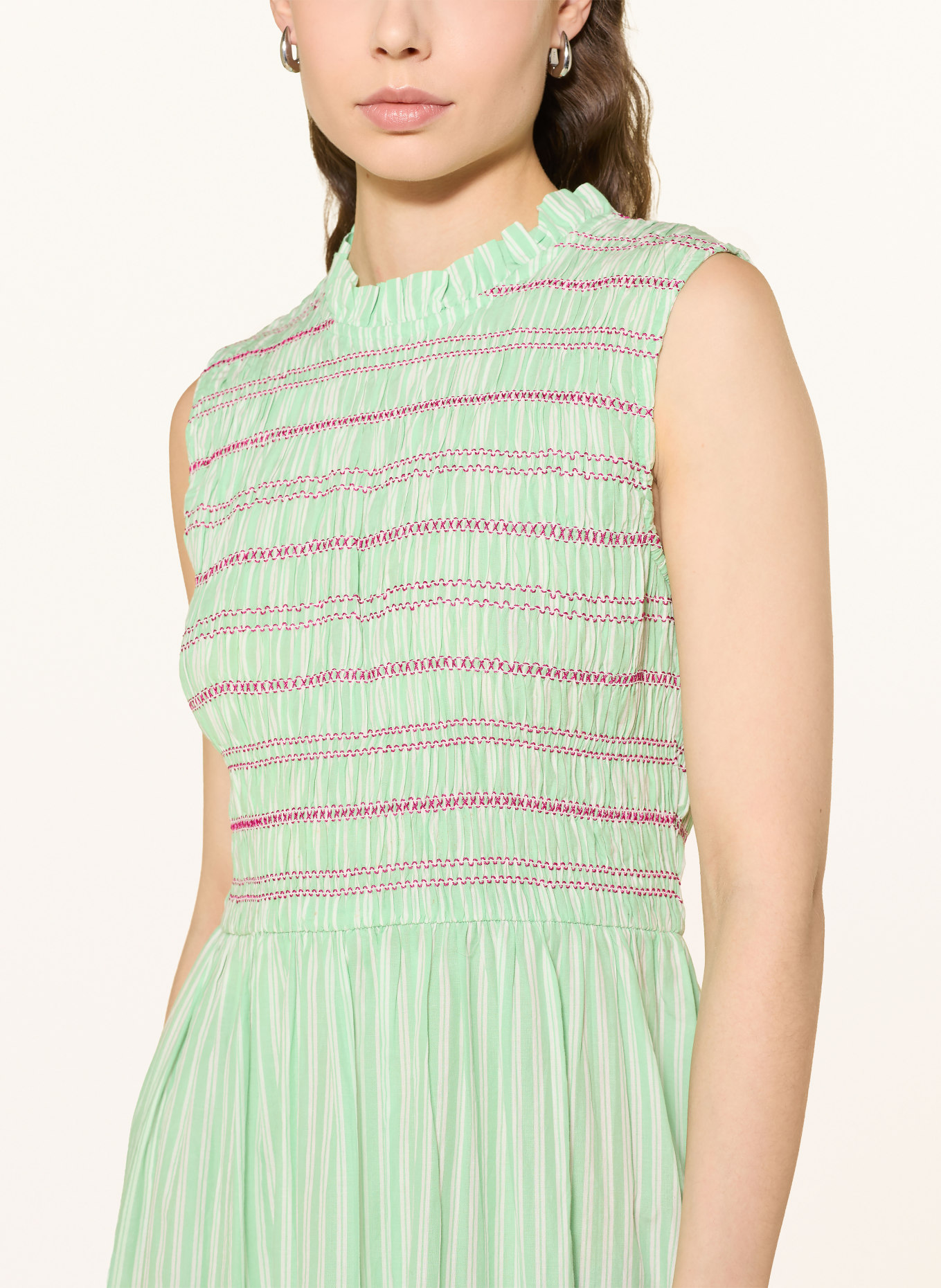 ICHI Rochie IHLOCY: VERDE DESCHIS / ROZ / ALB