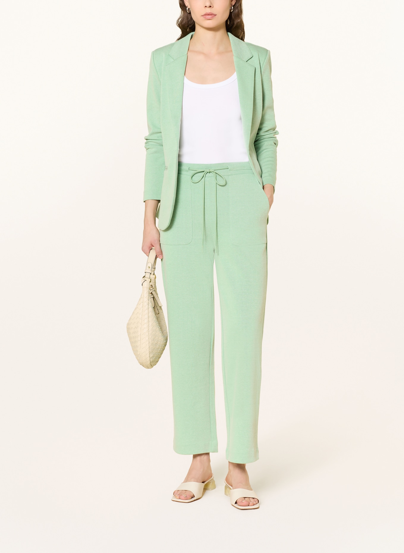 ICHI 7/8-length pants IHKATE: LIGHT GREEN / WHITE