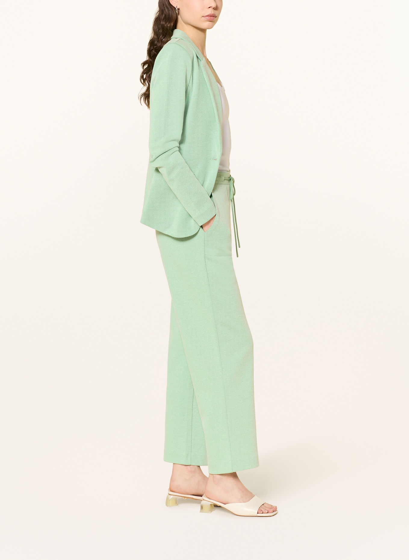ICHI 7/8-length pants IHKATE: LIGHT GREEN / WHITE