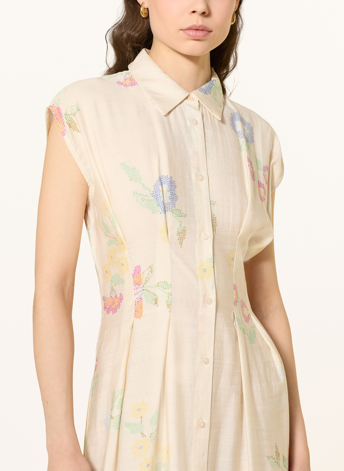 ICHI Hemdblusenkleid IHGINNI: CREME / PINK / GRÜN