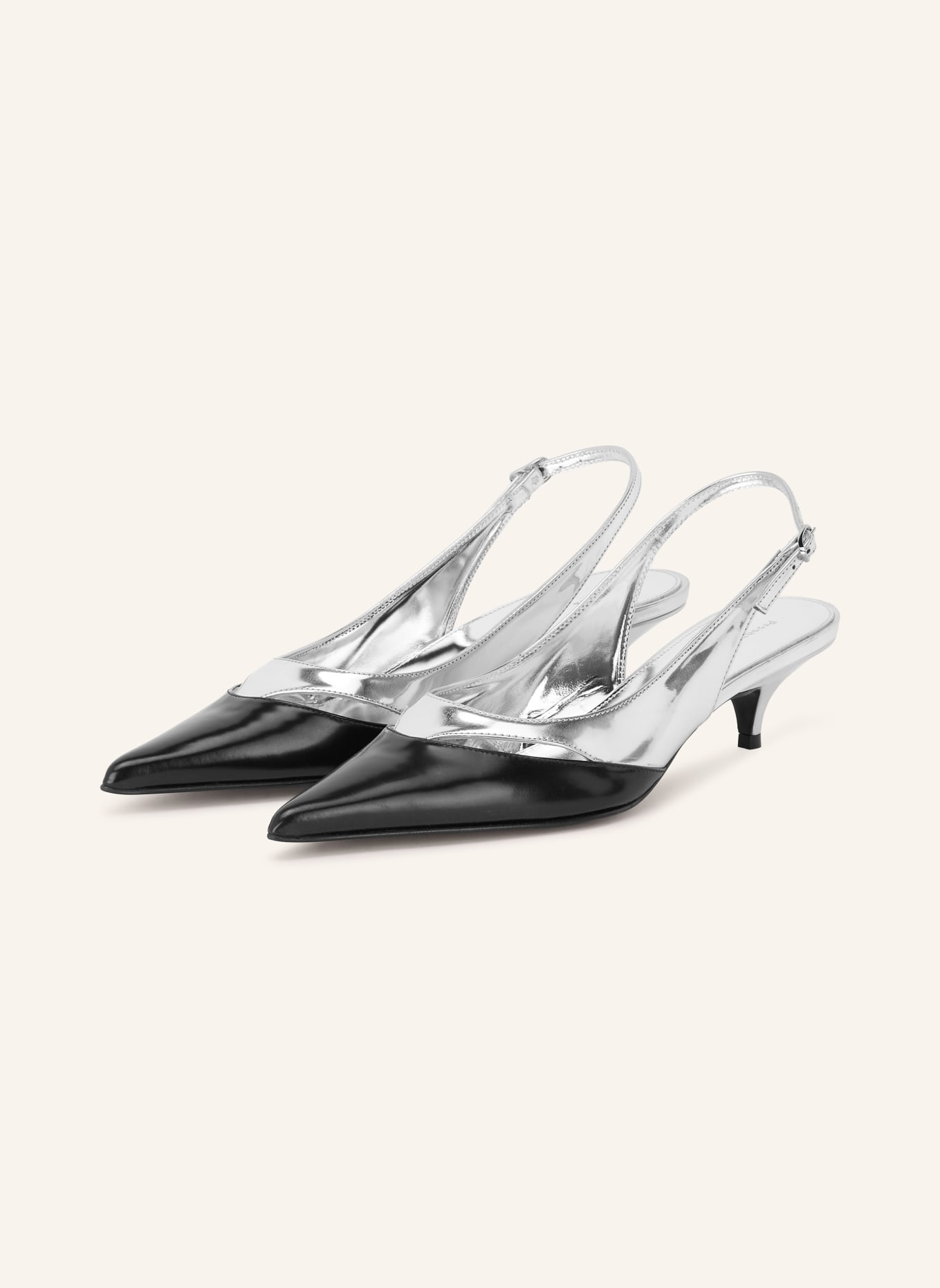 Proenza Schouler Slingpumps SLASH: ZWART / ZILVER