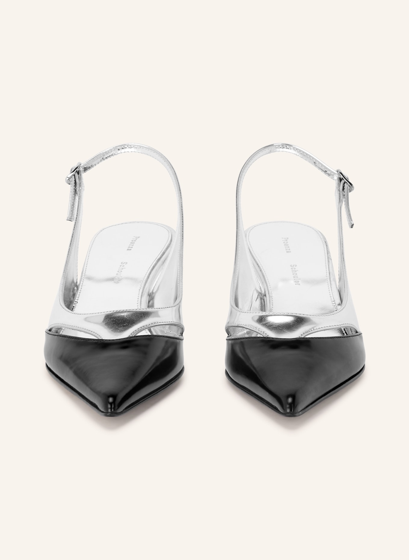 Proenza Schouler Slingpumps SLASH: ZWART / ZILVER