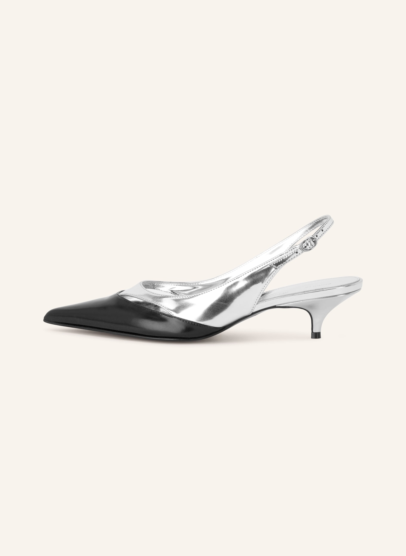 Proenza Schouler Slingpumps SLASH: ZWART / ZILVER