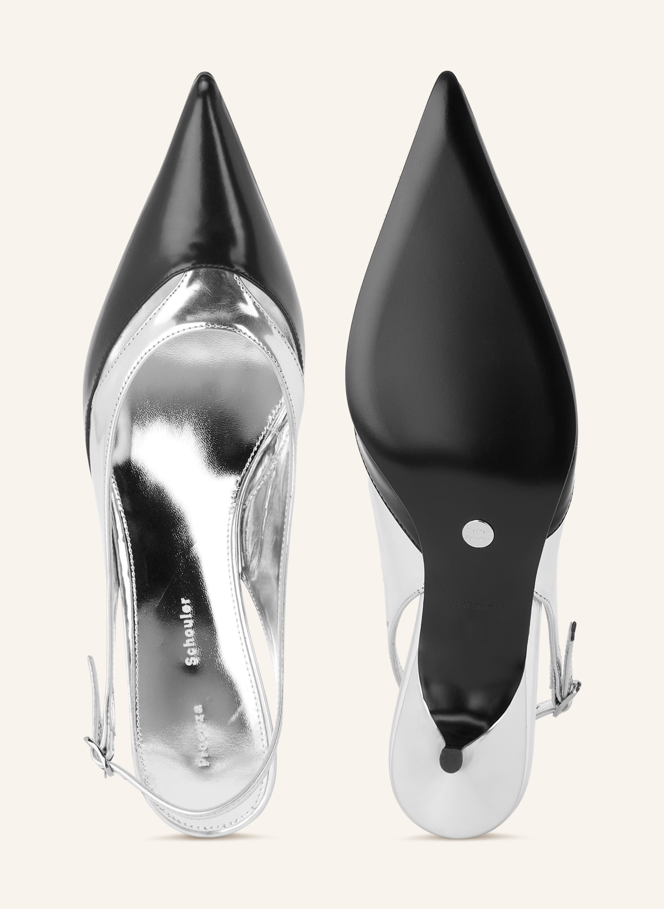 Proenza Schouler Slingpumps SLASH: ZWART / ZILVER