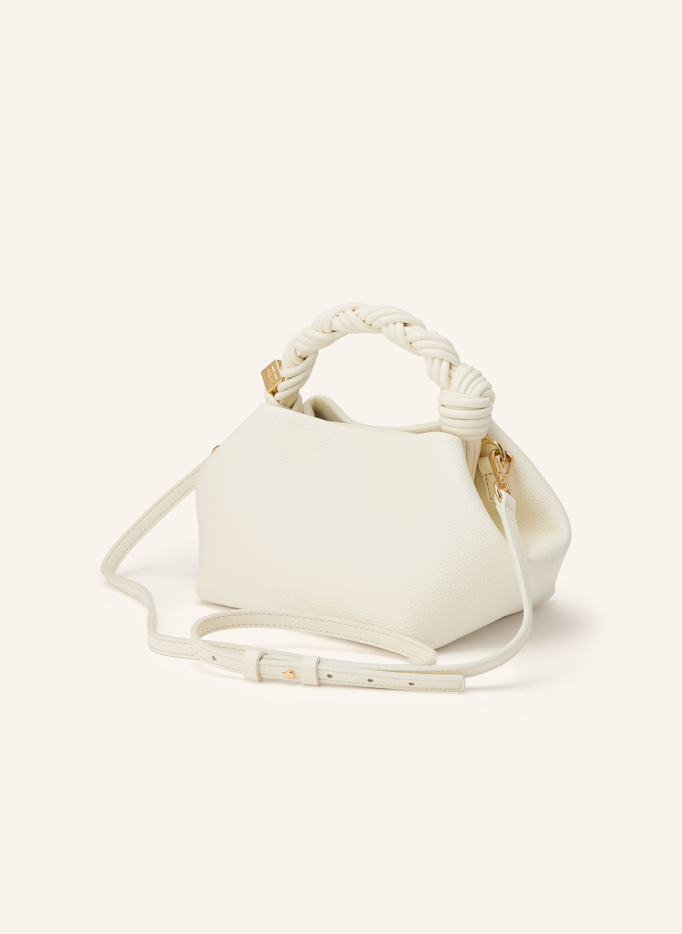GANNI Handtasche BOU SMALL GRAINED: ECRU / GOLD