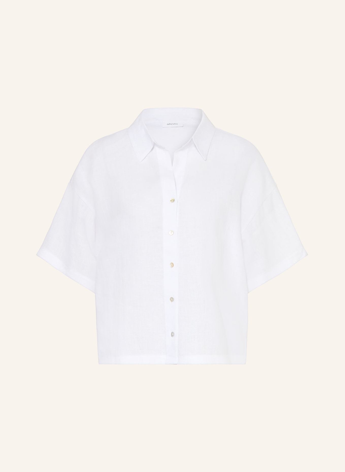 darling harbour Overhemdblouse in materiaalmix met linnen: WHITE