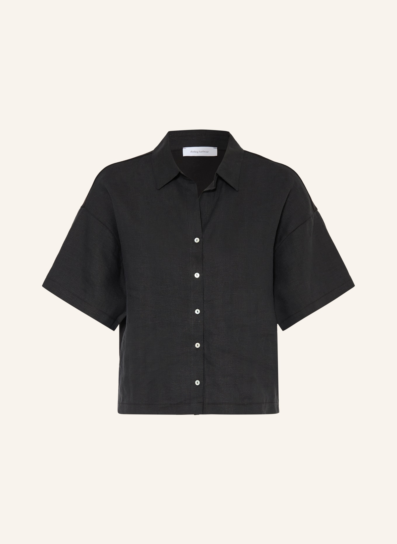 darling harbour Hemdbluse im Materialmix mit Leinen: BLACK