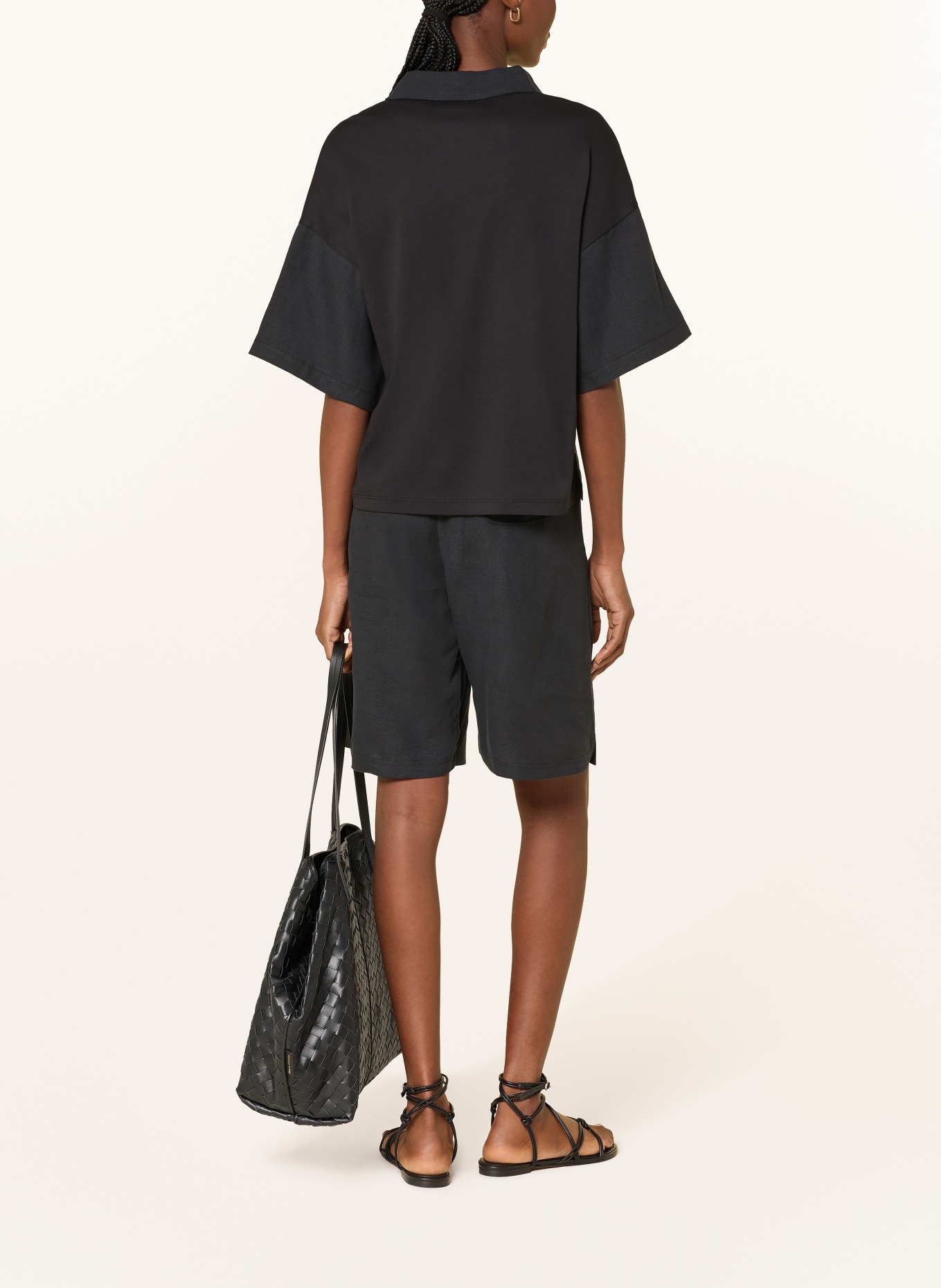 darling harbour Hemdbluse im Materialmix mit Leinen: BLACK