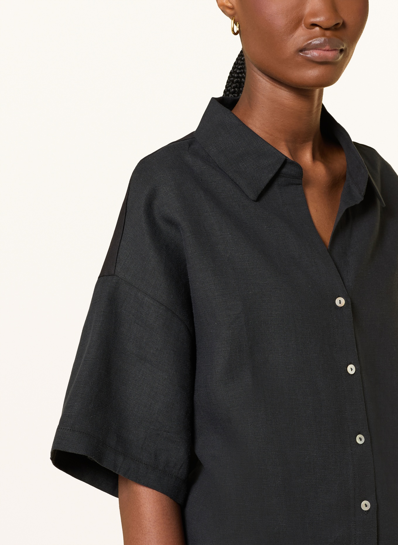 darling harbour Hemdbluse im Materialmix mit Leinen: BLACK