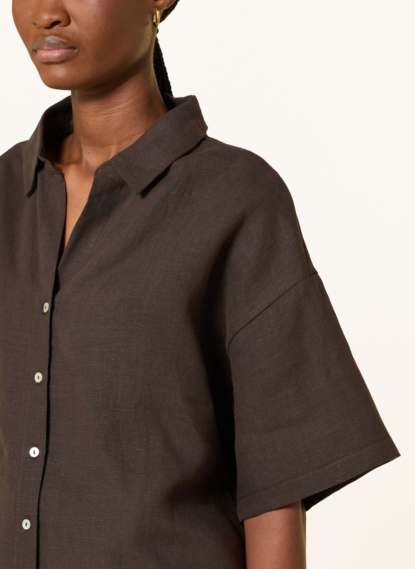 darling harbour Hemdbluse im Materialmix mit Leinen: cappucchino