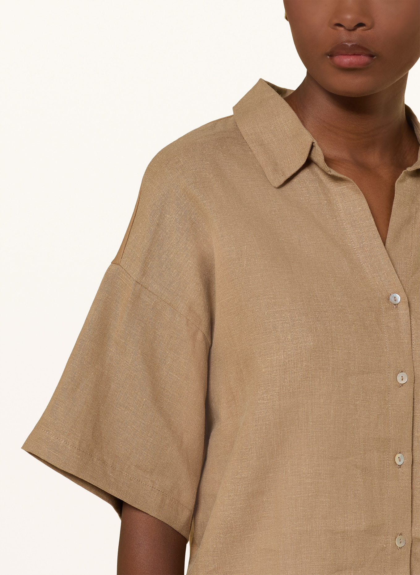 darling harbour Chemise en mélange de matières avec du lin: CHOCOLATE