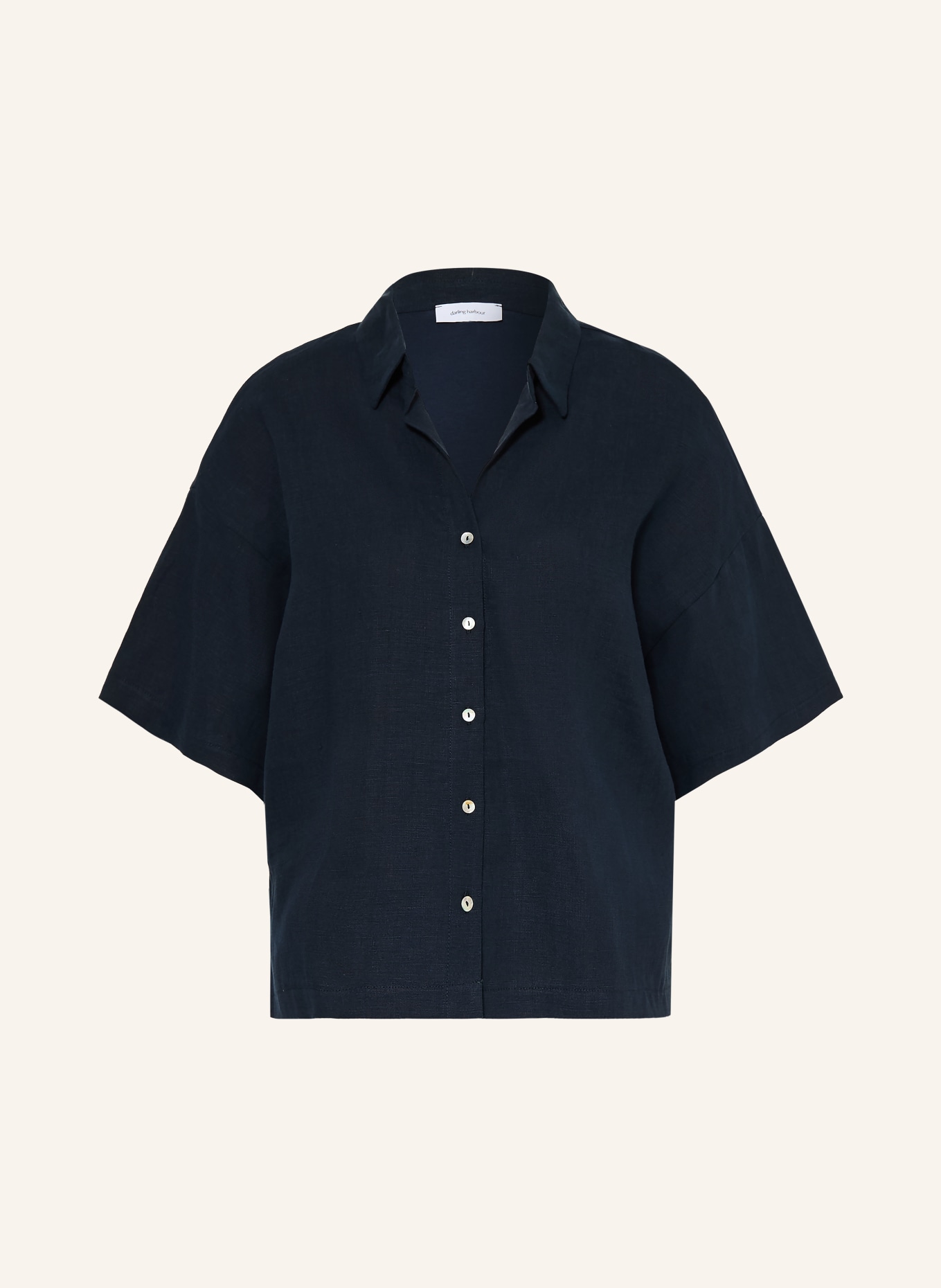 darling harbour Hemdbluse im Materialmix mit Leinen: NAVY