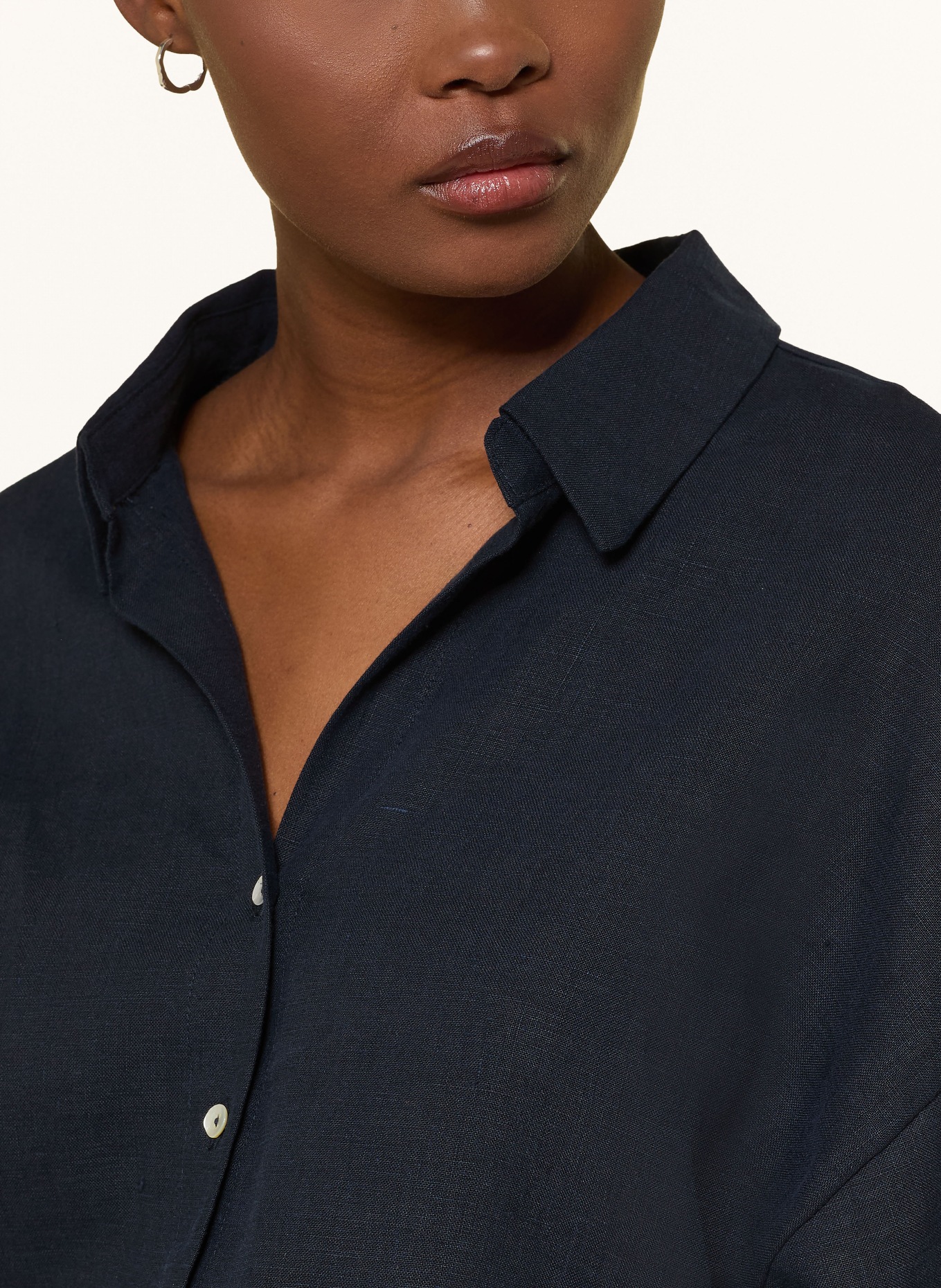 darling harbour Hemdbluse im Materialmix mit Leinen: NAVY