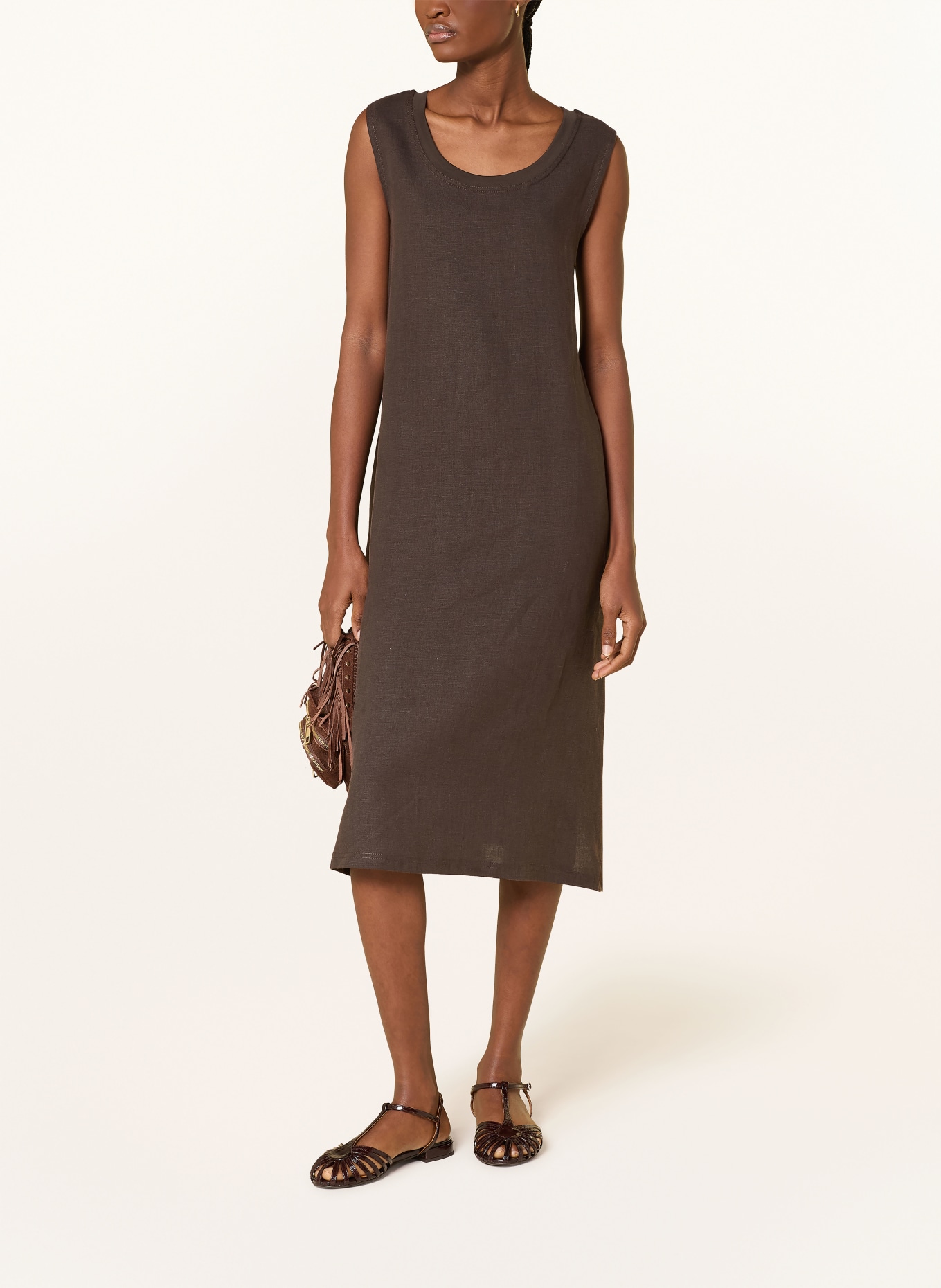 darling harbour Sukienka z mieszanki materiałów z dodatkiem lnu: CHOCOLATE