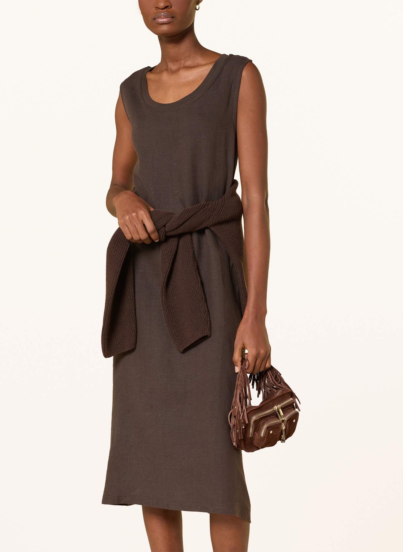 darling harbour Sukienka z mieszanki materiałów z dodatkiem lnu: CHOCOLATE