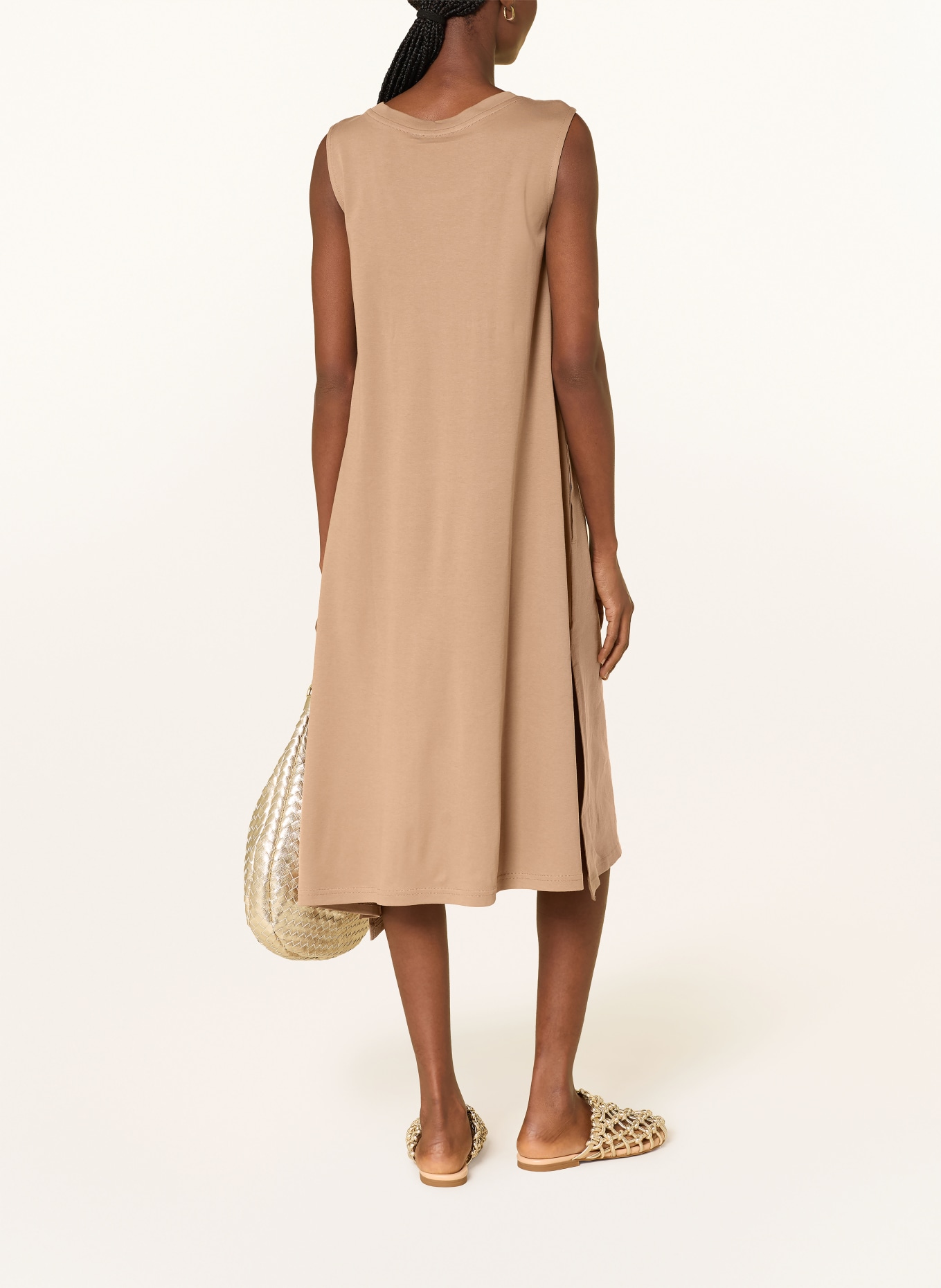 darling harbour Kleid im Materialmix mit Leinen: cappucchino