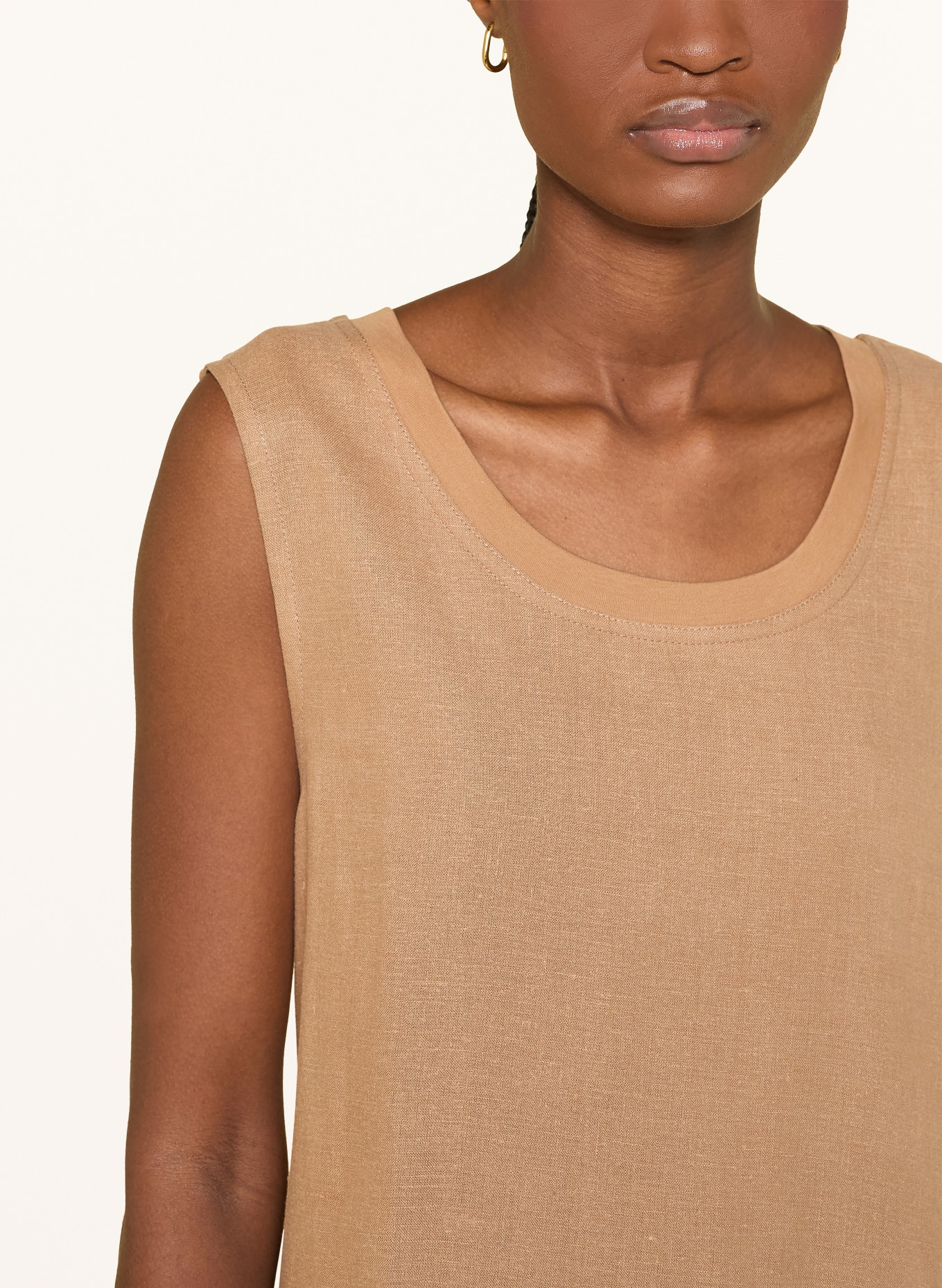 darling harbour Kleid im Materialmix mit Leinen: cappucchino