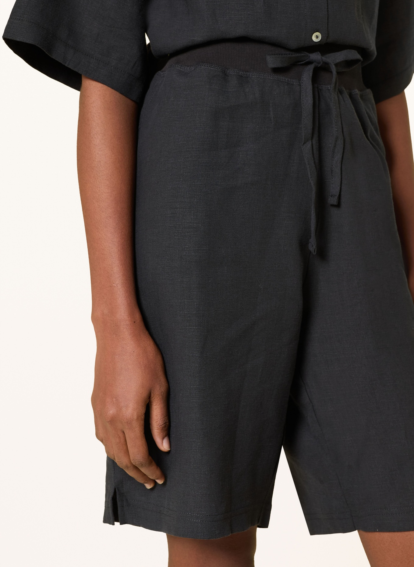 darling harbour Linnen bermuda's: BLACK