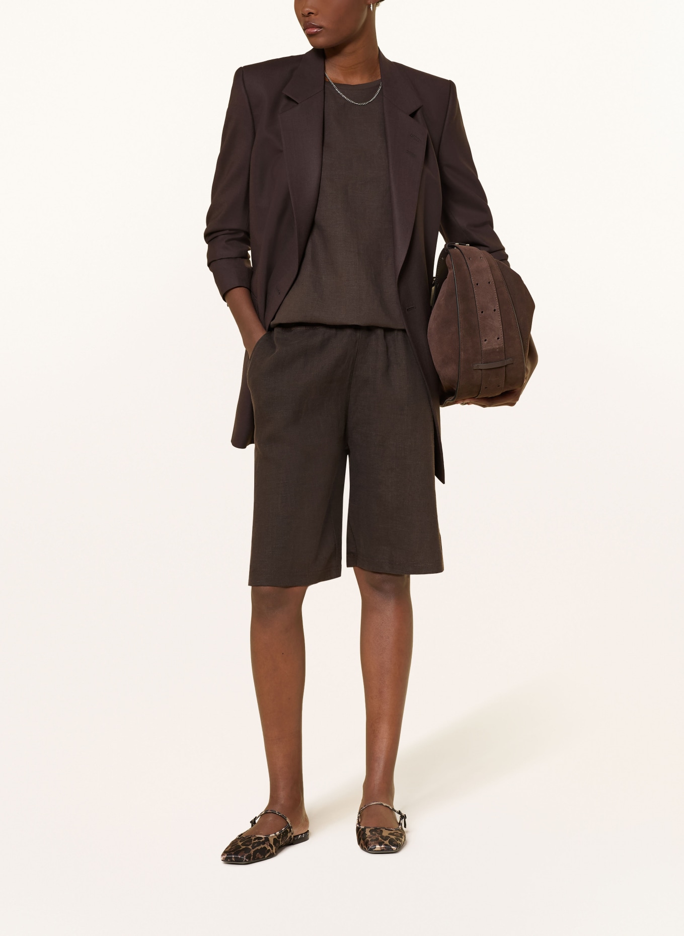 darling harbour Linnen bermuda's: CHOCOLATE