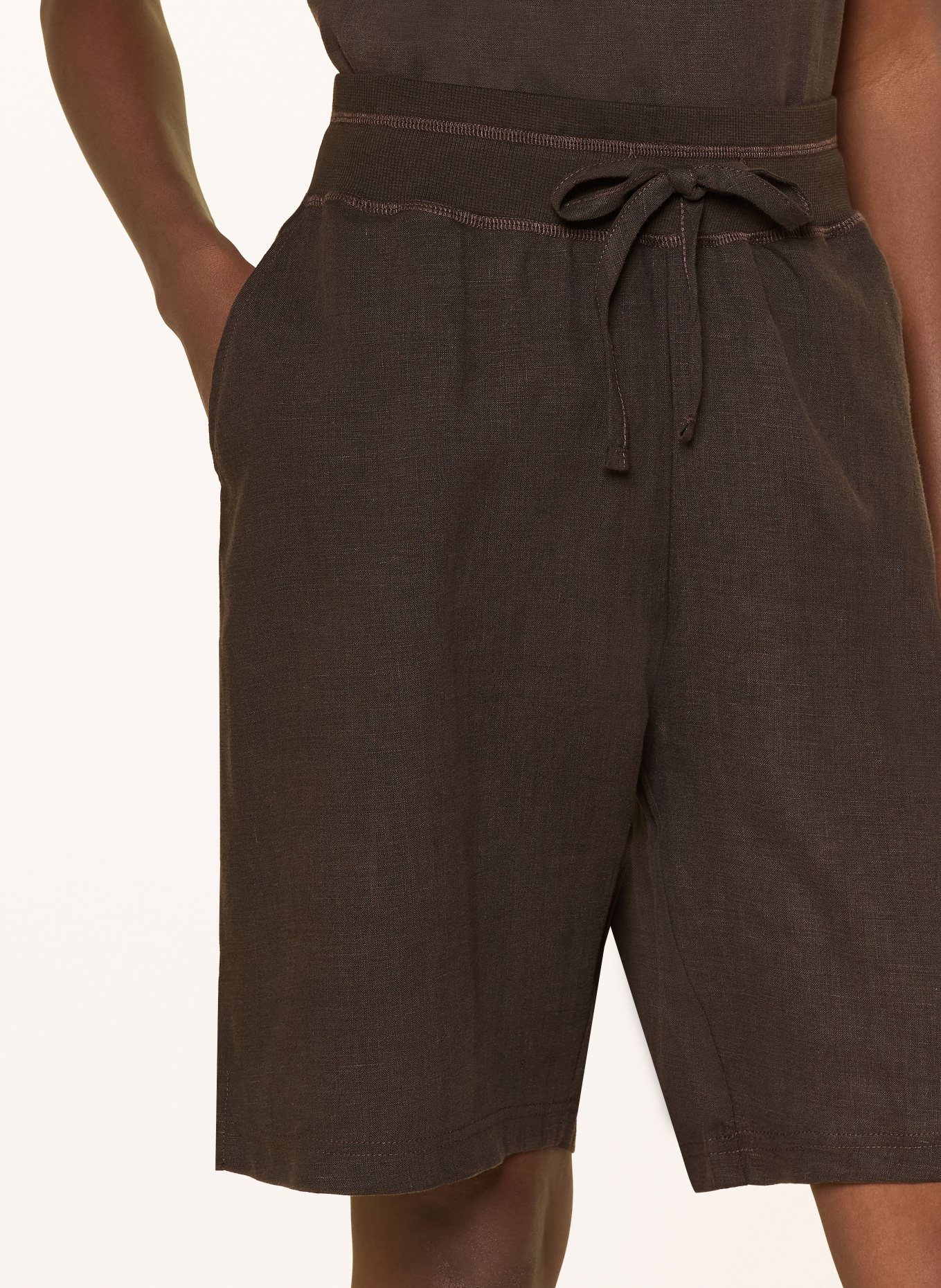 darling harbour Linnen bermuda's: CHOCOLATE