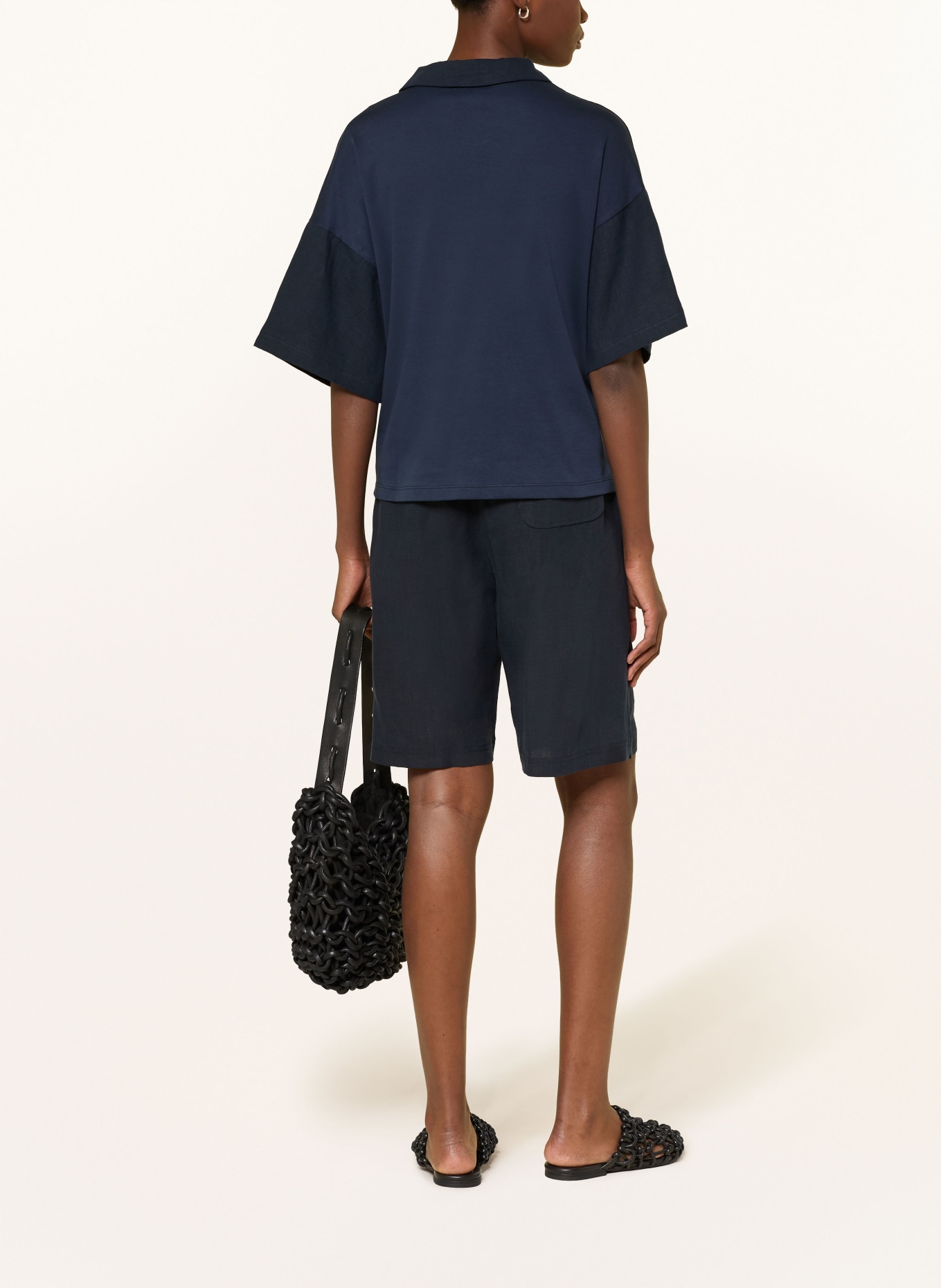 darling harbour linen Bermuda shorts: NAVY