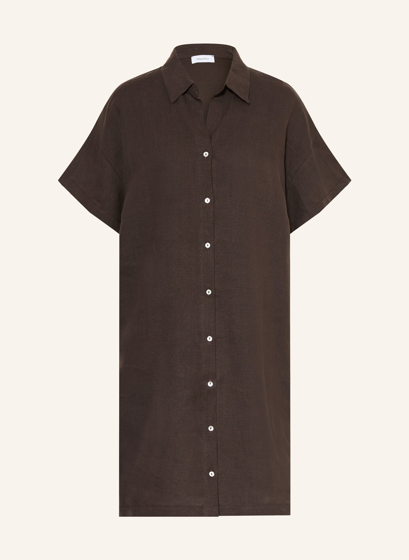 darling harbour Hemdblusenkleid im Materialmix mit Leinen: CHOCOLATE