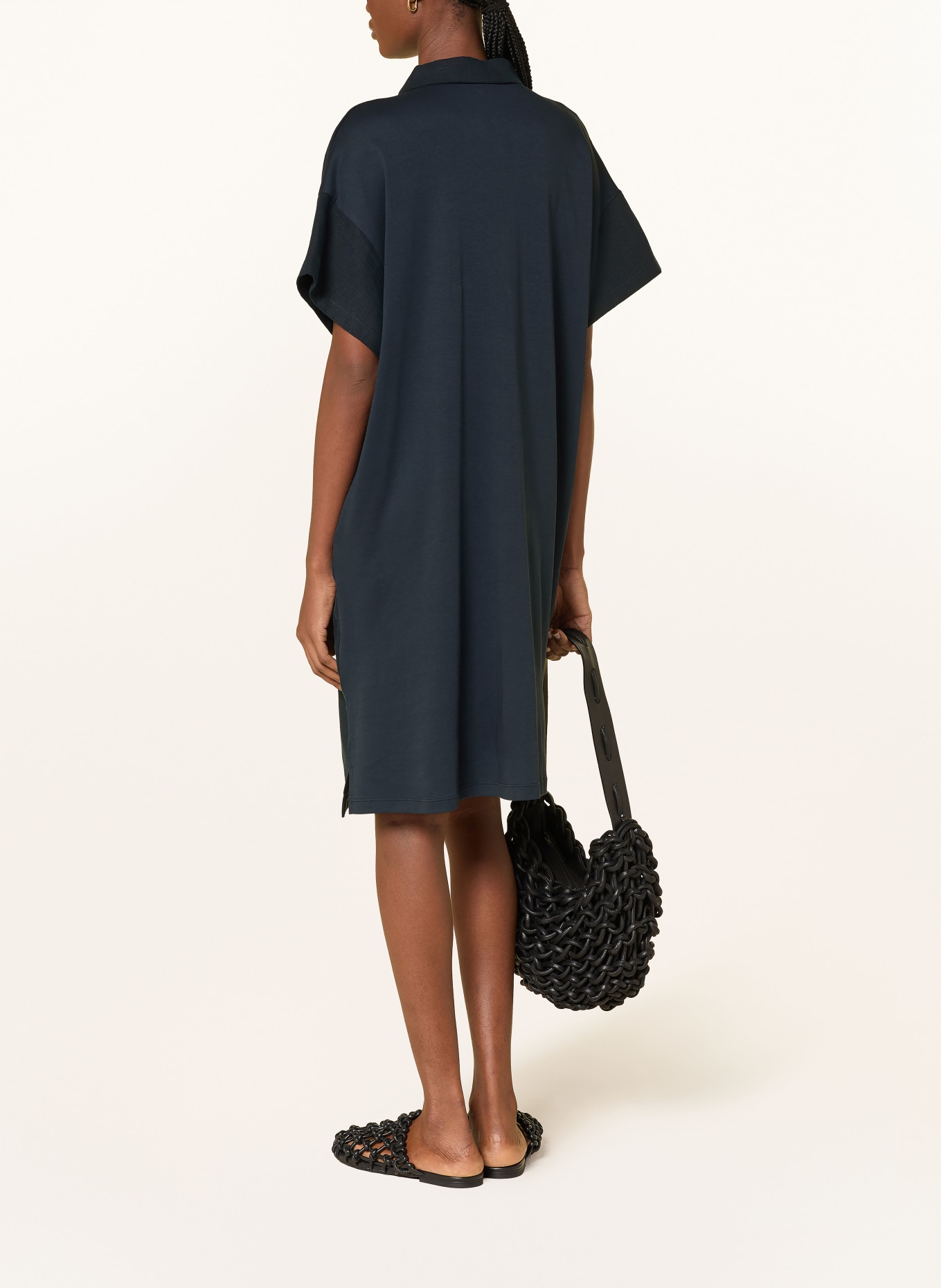 darling harbour Hemdblusenkleid im Materialmix mit Leinen: NAVY