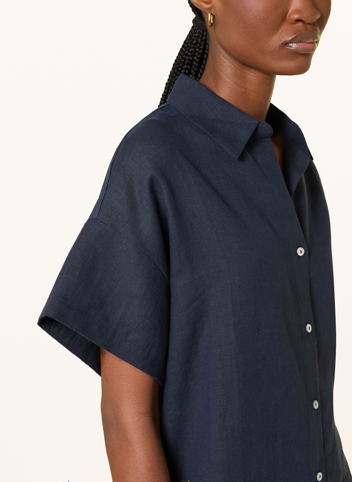 darling harbour Hemdblusenkleid im Materialmix mit Leinen: NAVY