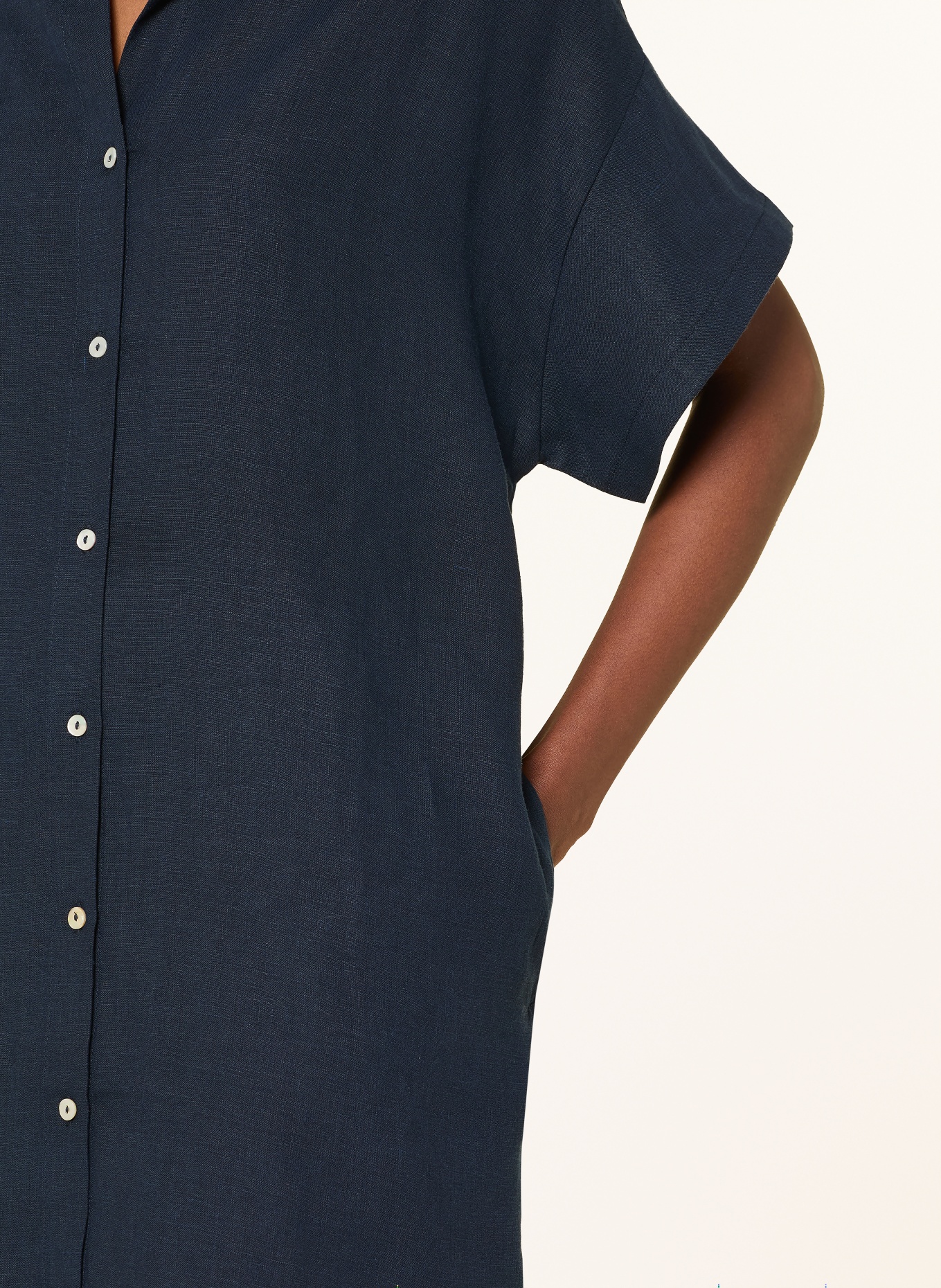 darling harbour Hemdblusenkleid im Materialmix mit Leinen: NAVY