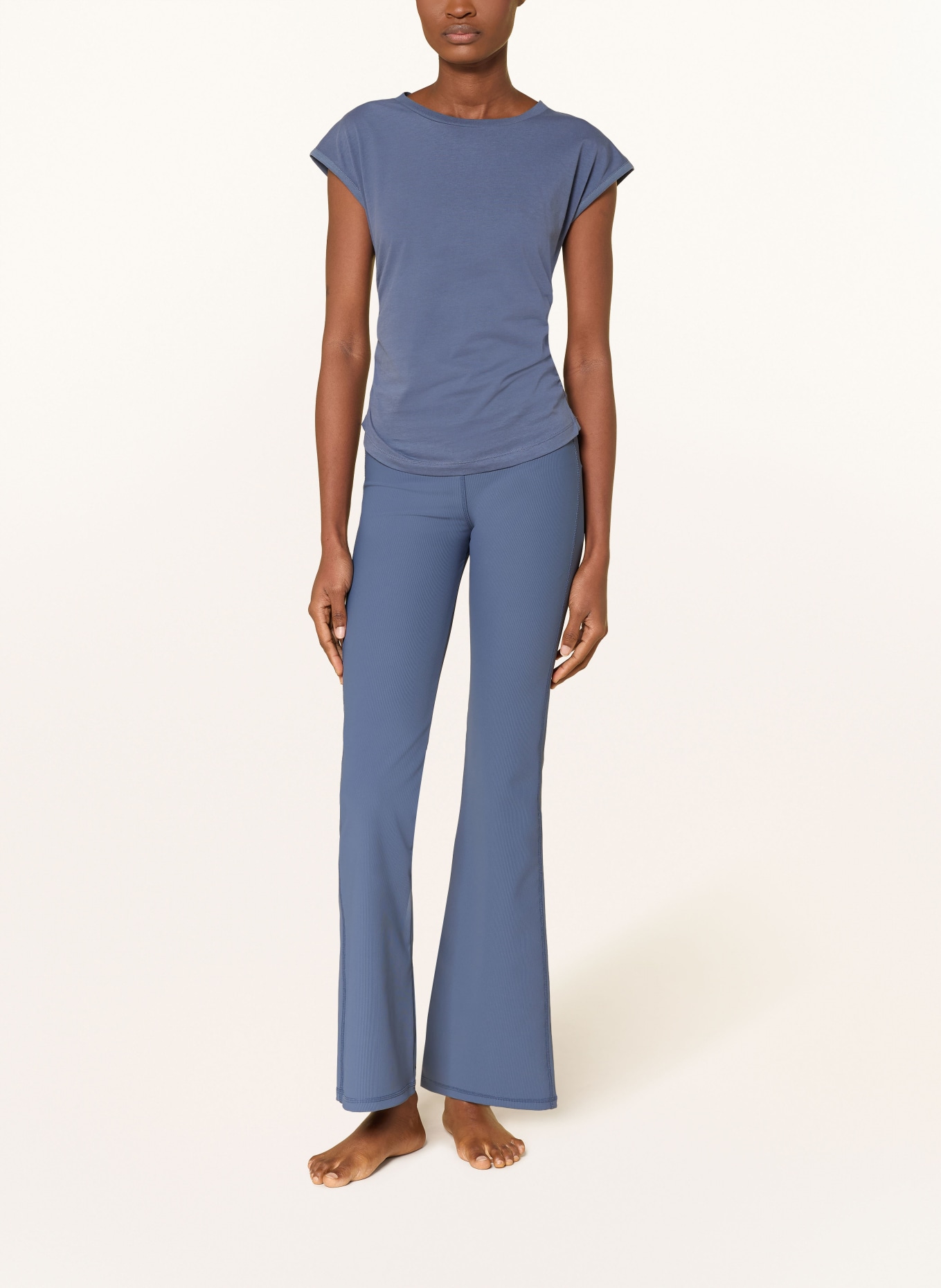 MANDALA FLARED&amp;RIBBED tights: BLUE