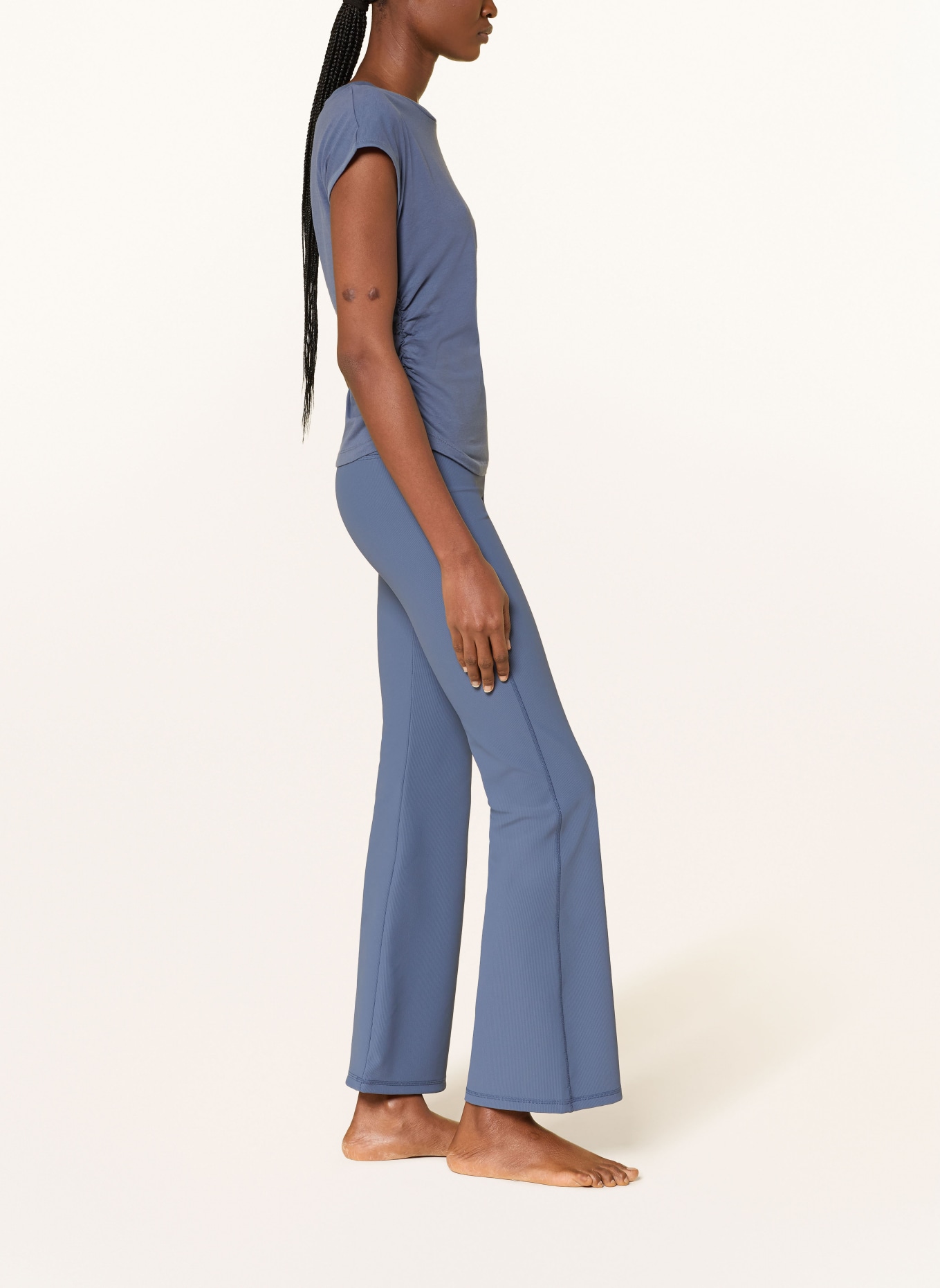 MANDALA FLARED&amp;RIBBED tights: BLUE