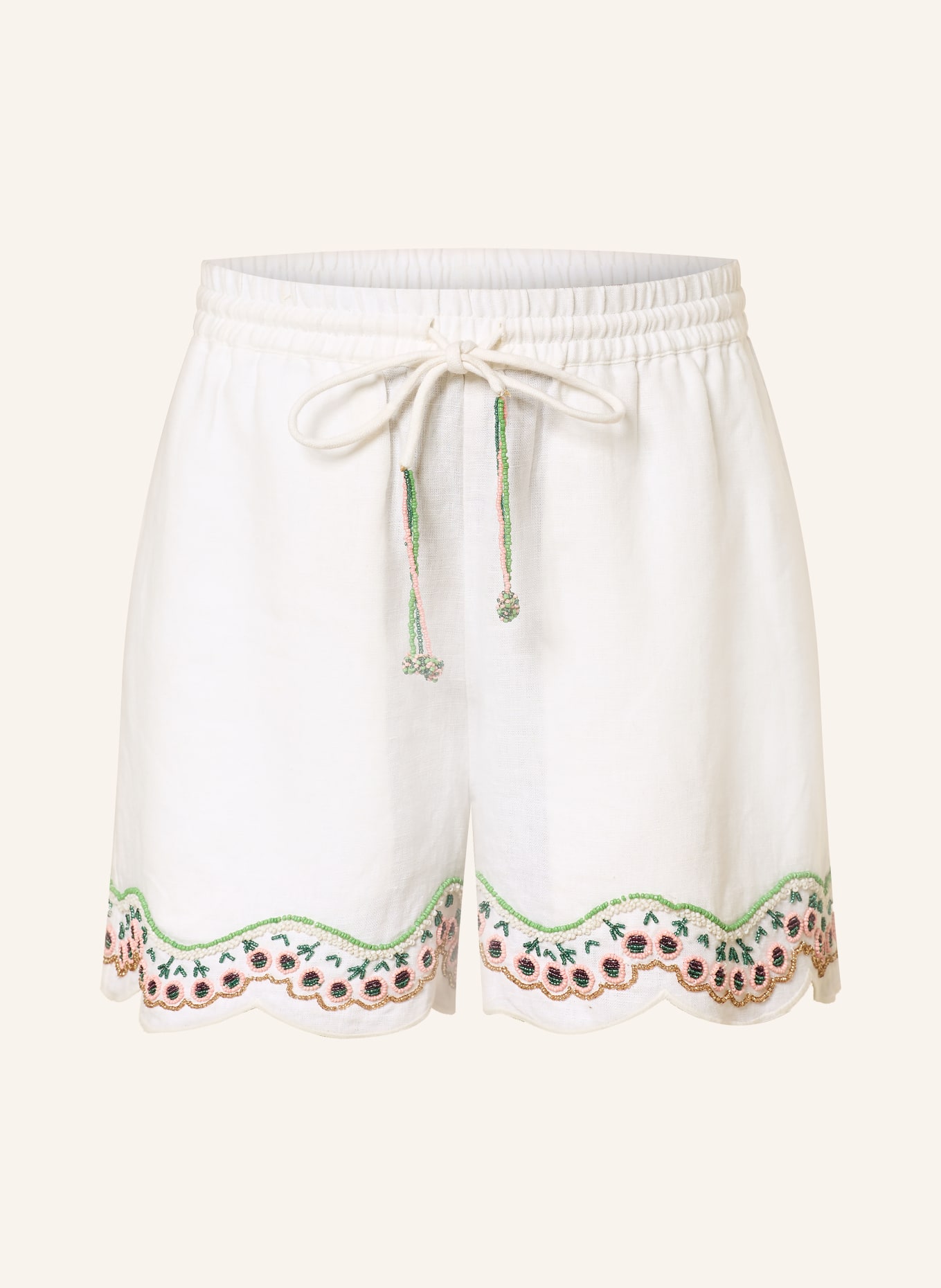 ottod'ame Linnen short met strass-steentjes: WIT / GOUD / ROSÉ