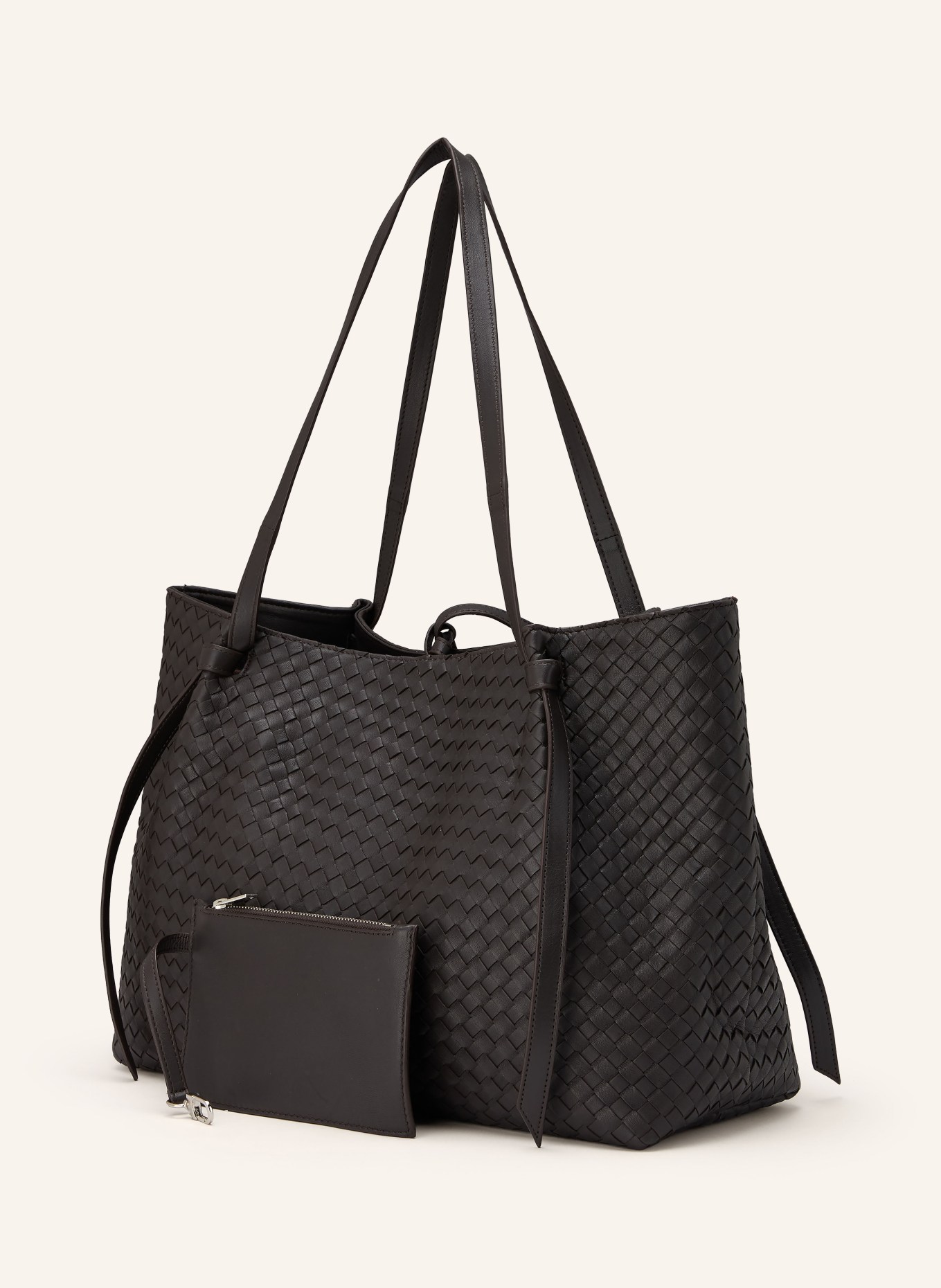 MRS & HUGS Sac à provisions avec pochette: MARRON FONCÉ / ARGENT