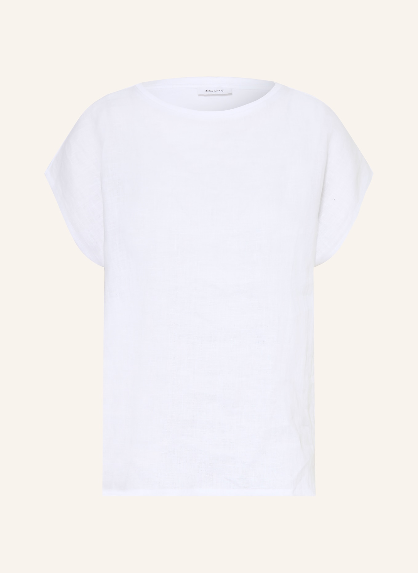 darling harbour T-shirt van gemengd materiaal met linnen: WHITE
