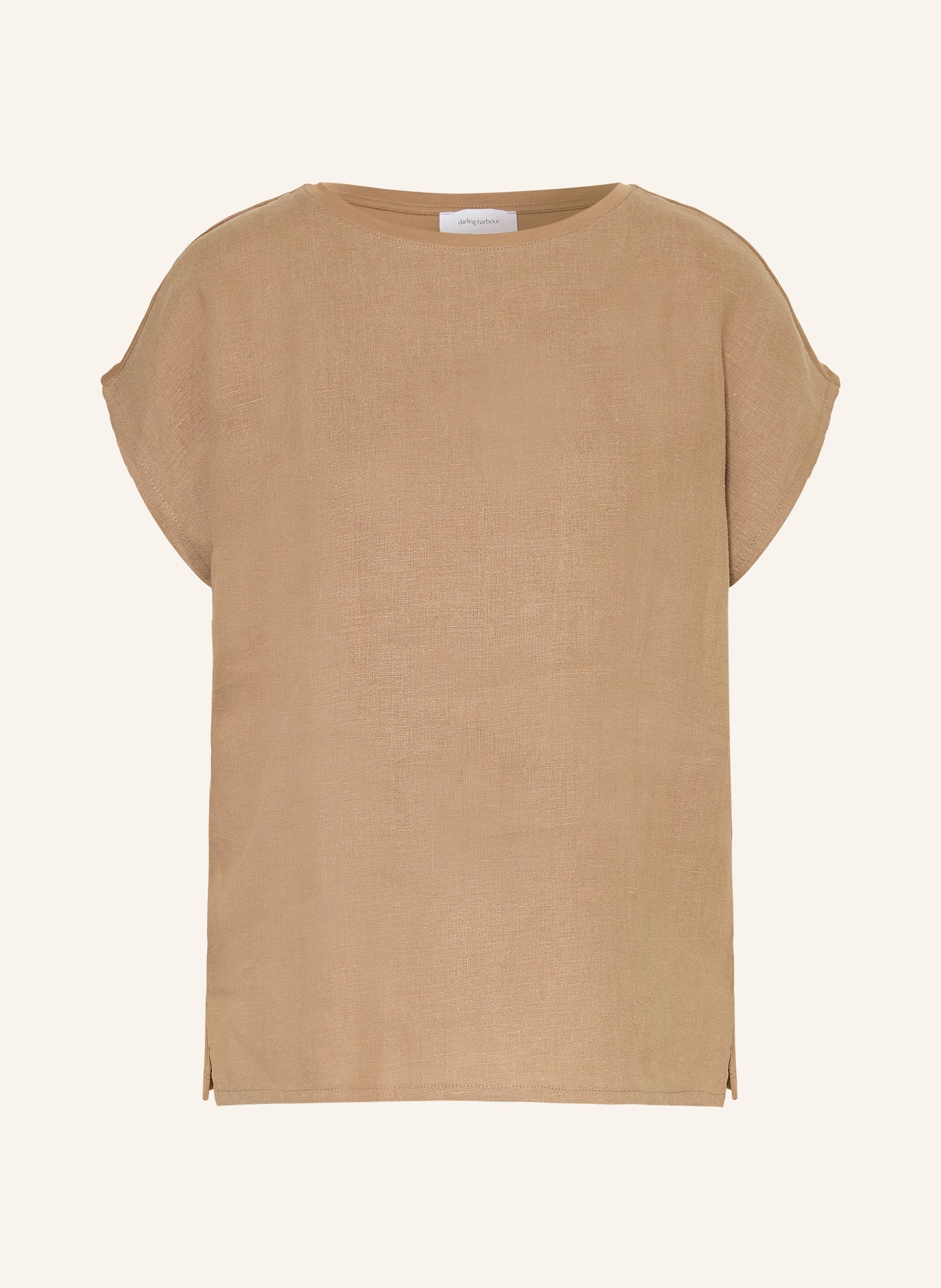 darling harbour T-Shirt im Materialmix mit Leinen: cappucchino
