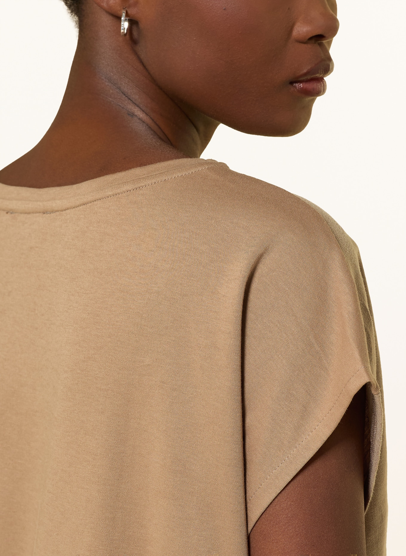 darling harbour T-Shirt im Materialmix mit Leinen: cappucchino