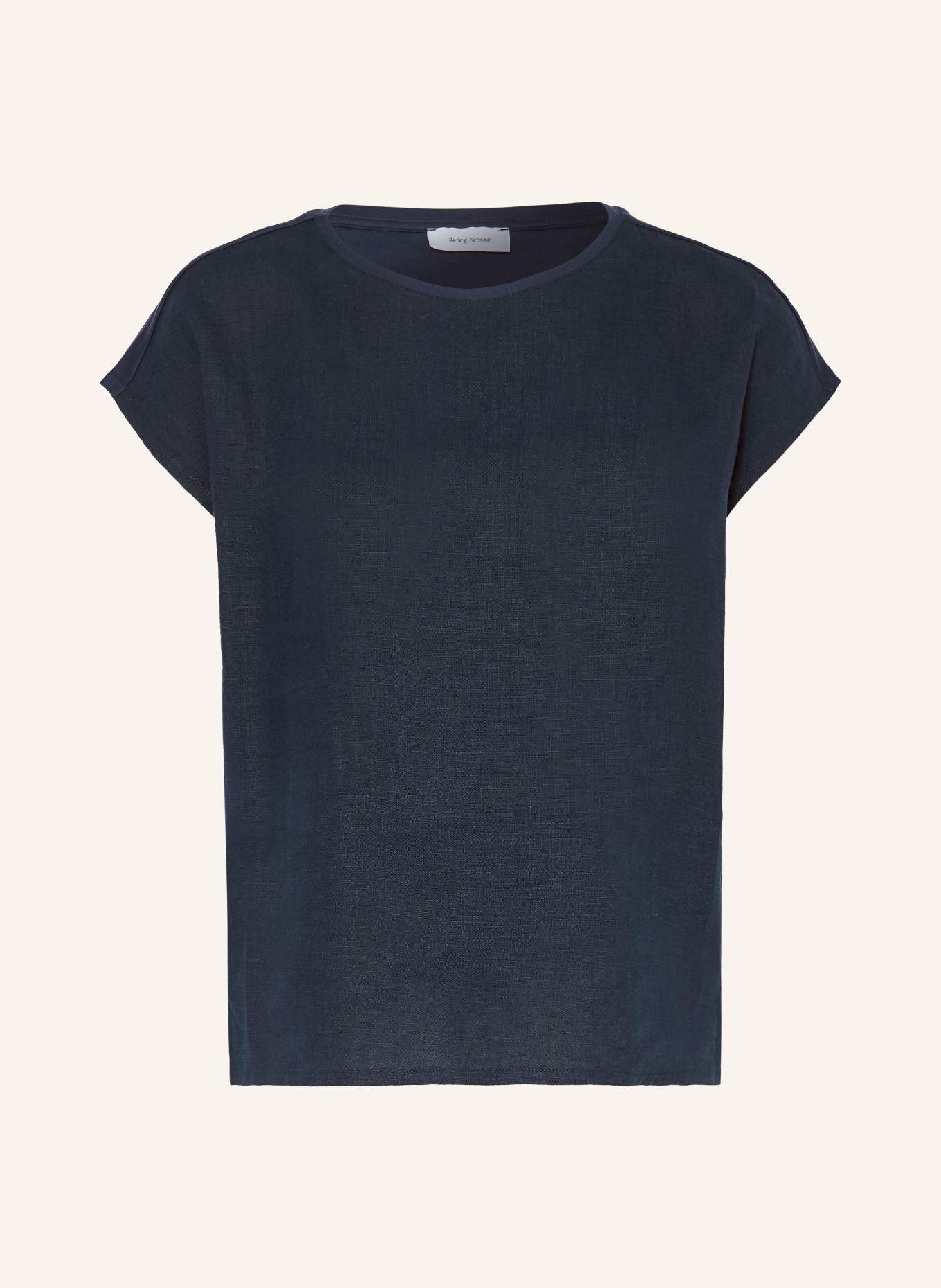 darling harbour T-shirt in a material mix with linen: NAVY