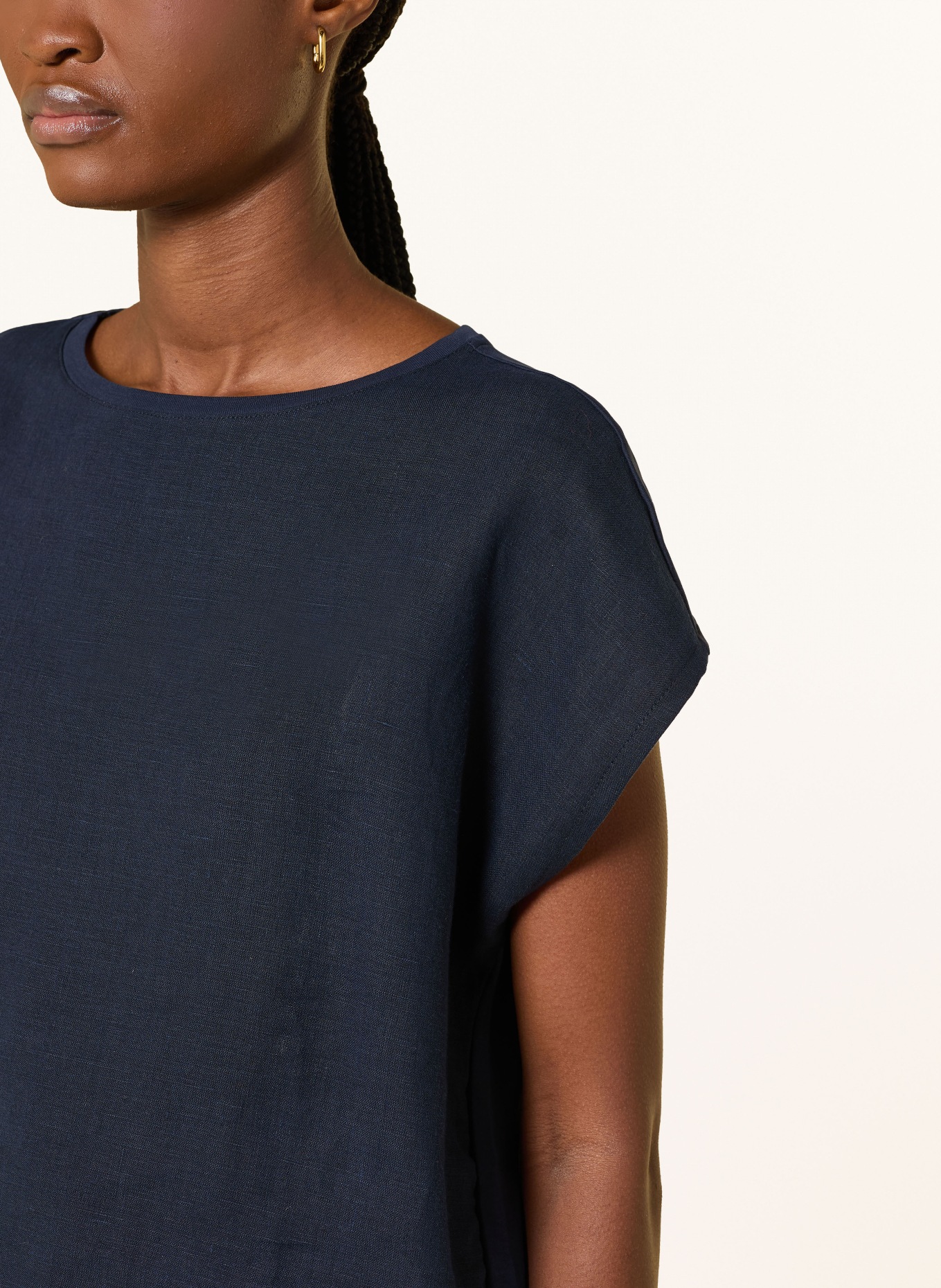 darling harbour T-shirt in a material mix with linen: NAVY