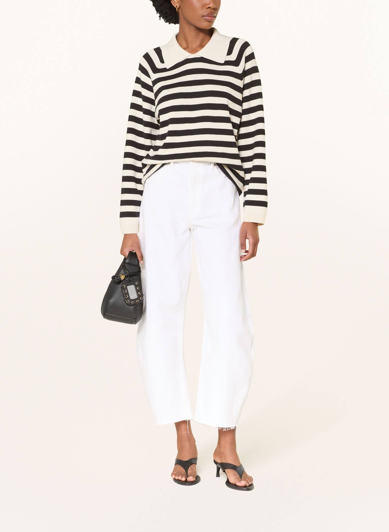 FRAME Džíny Barrel THE BUBBLE CROP: WTNF WHITE NEW FRAY