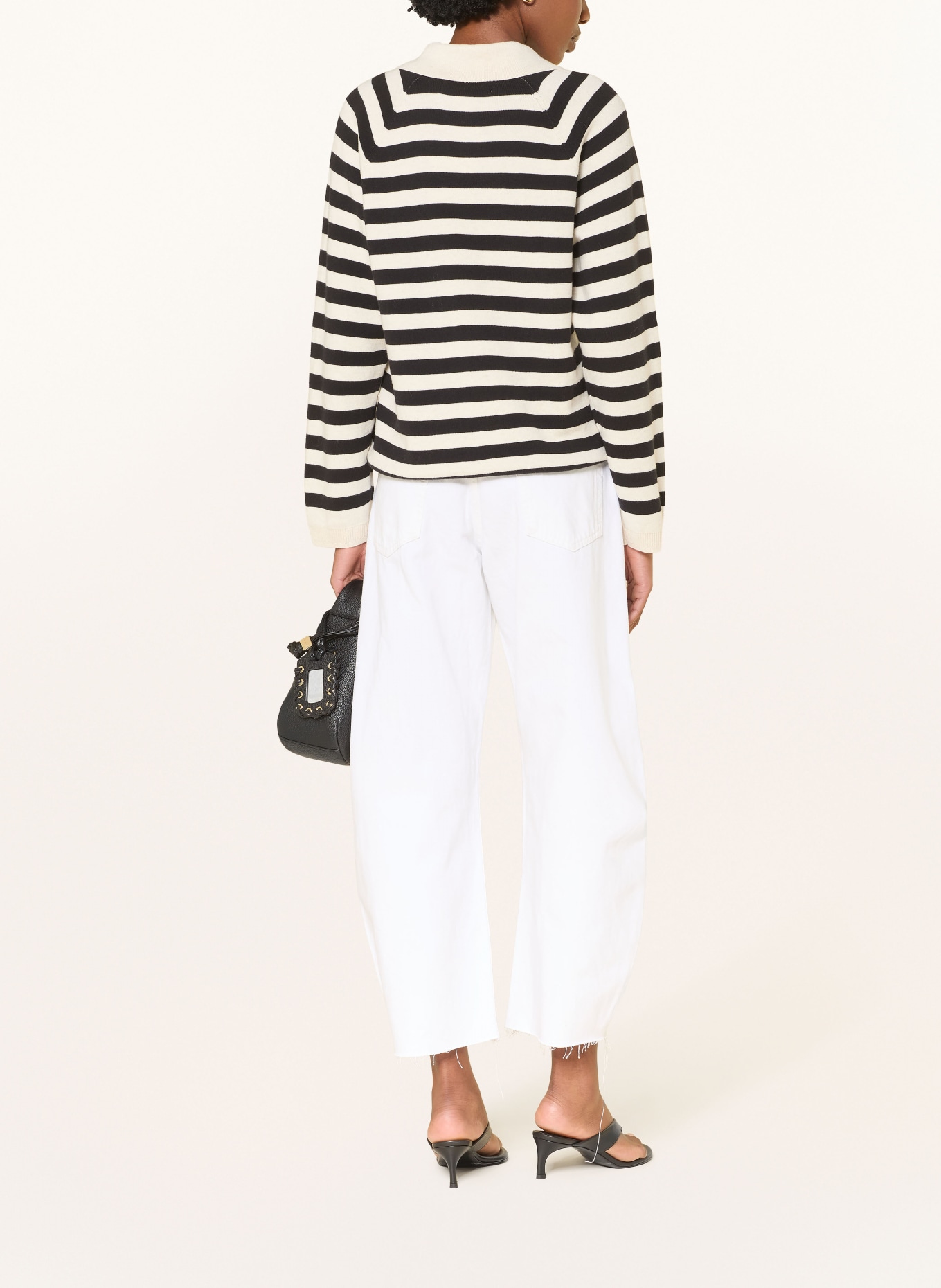 FRAME Džíny Barrel THE BUBBLE CROP: WTNF WHITE NEW FRAY