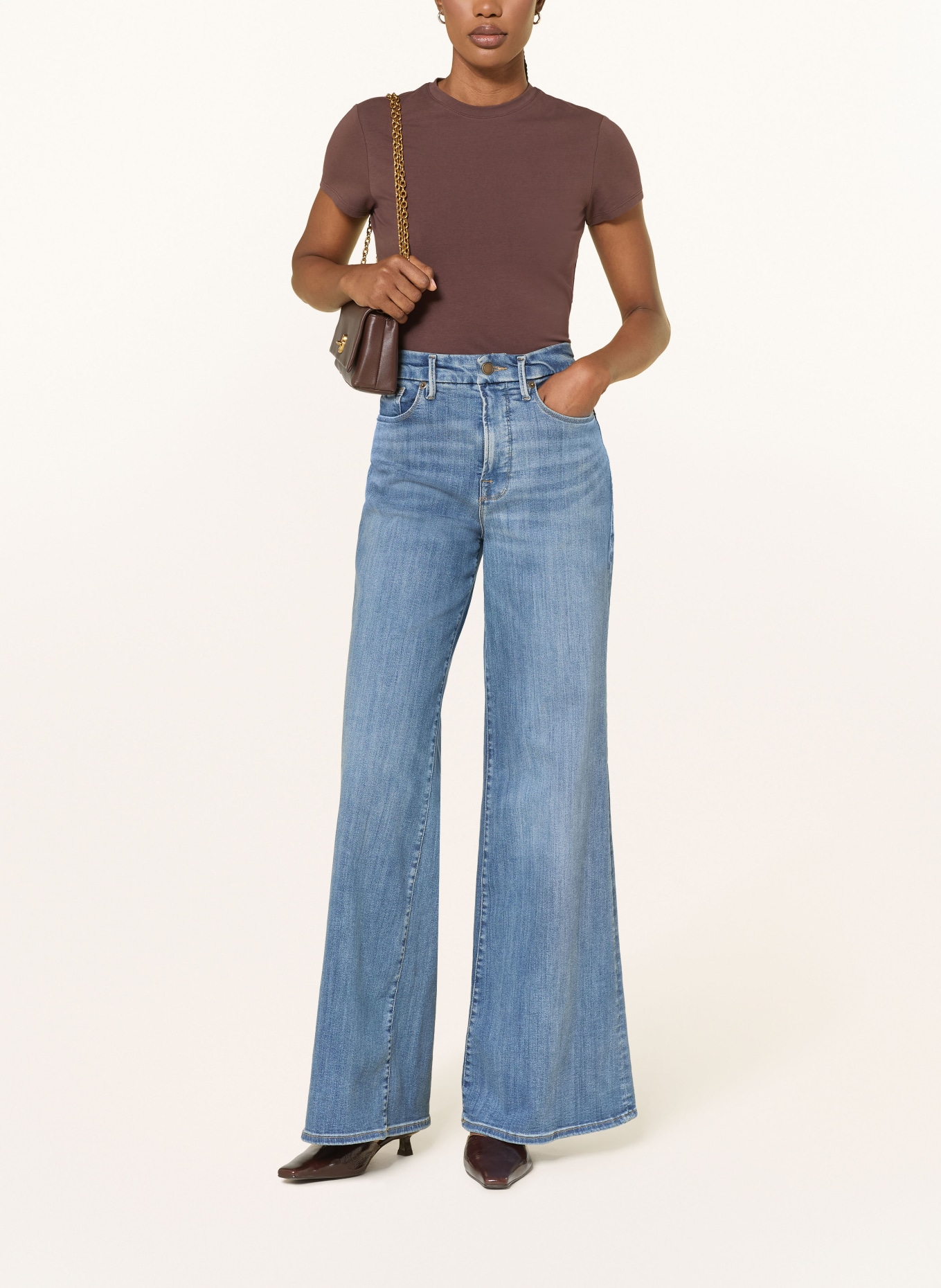 GOOD AMERICAN Wide Leg Jeans GOOD WAIST PALAZZO: 1154 Indigo