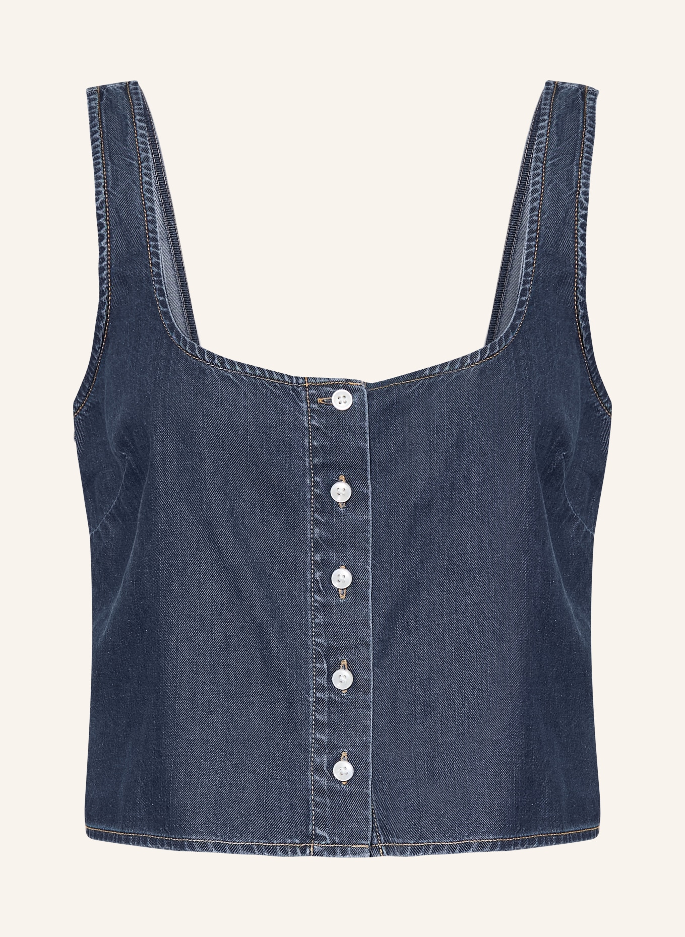 GOOD AMERICAN Blusentop in Jeansoptik: DUNKELBLAU