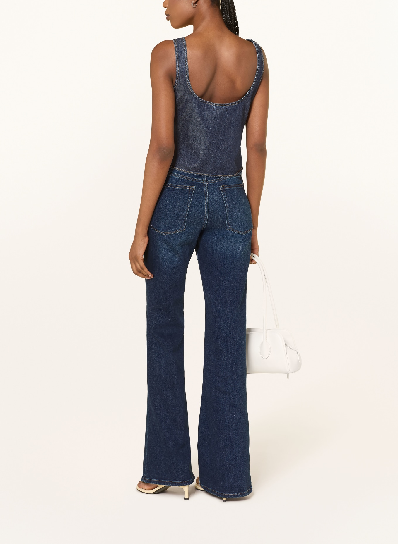 GOOD AMERICAN Blusentop in Jeansoptik: DUNKELBLAU