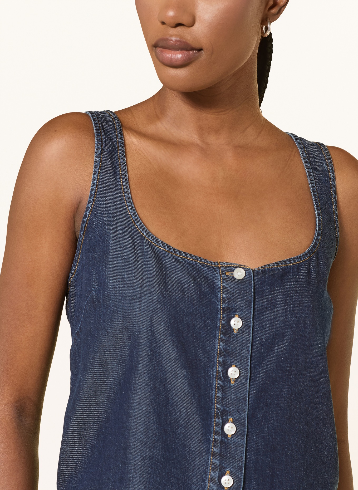 GOOD AMERICAN Blusentop in Jeansoptik: DUNKELBLAU