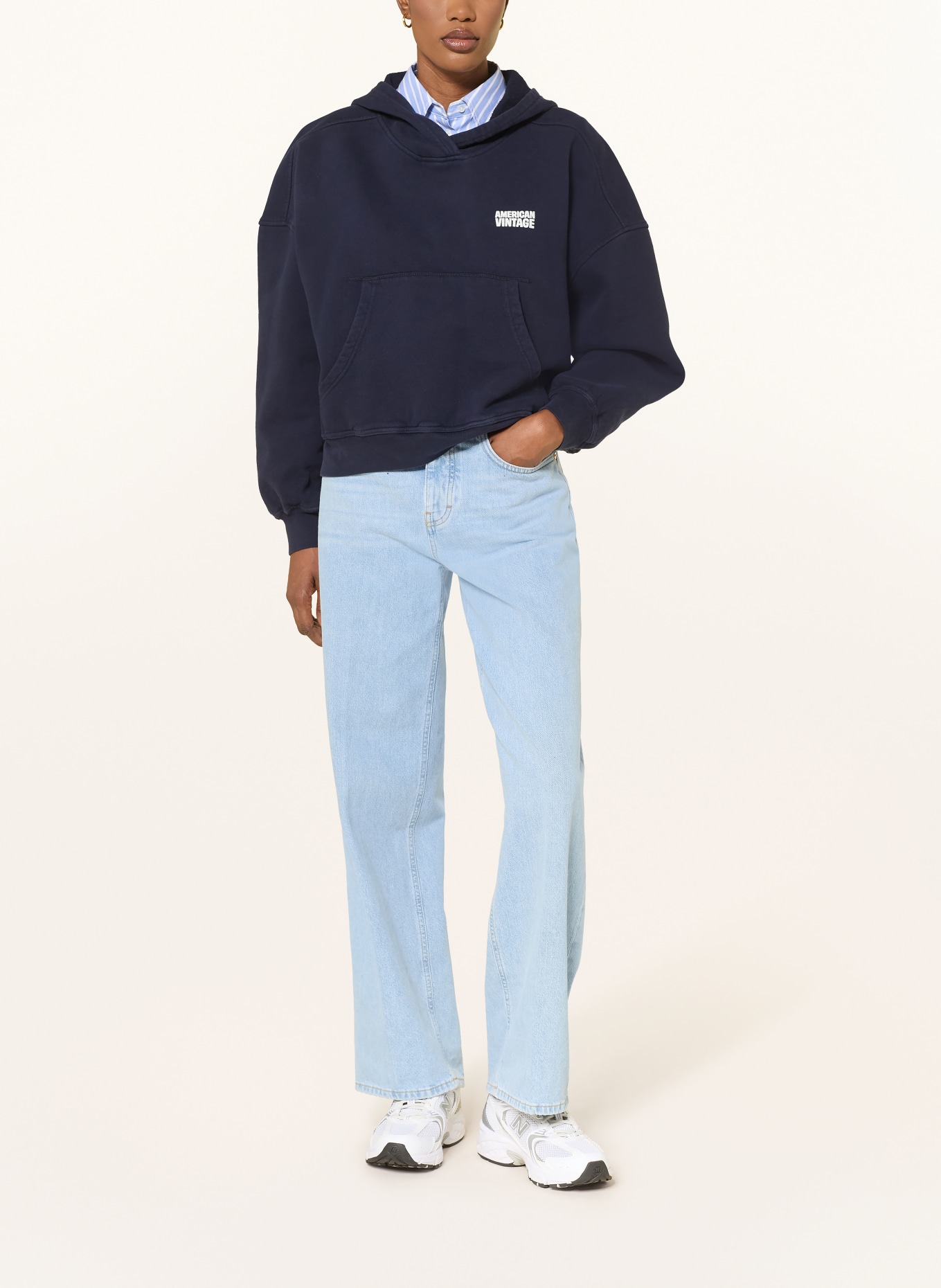 American Vintage Bluza z kapturem PLIZZY: GRANATOWY