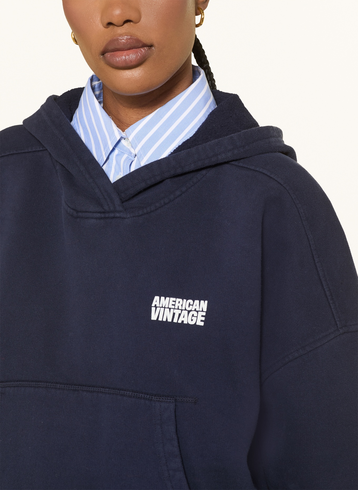 American Vintage Bluza z kapturem PLIZZY: GRANATOWY